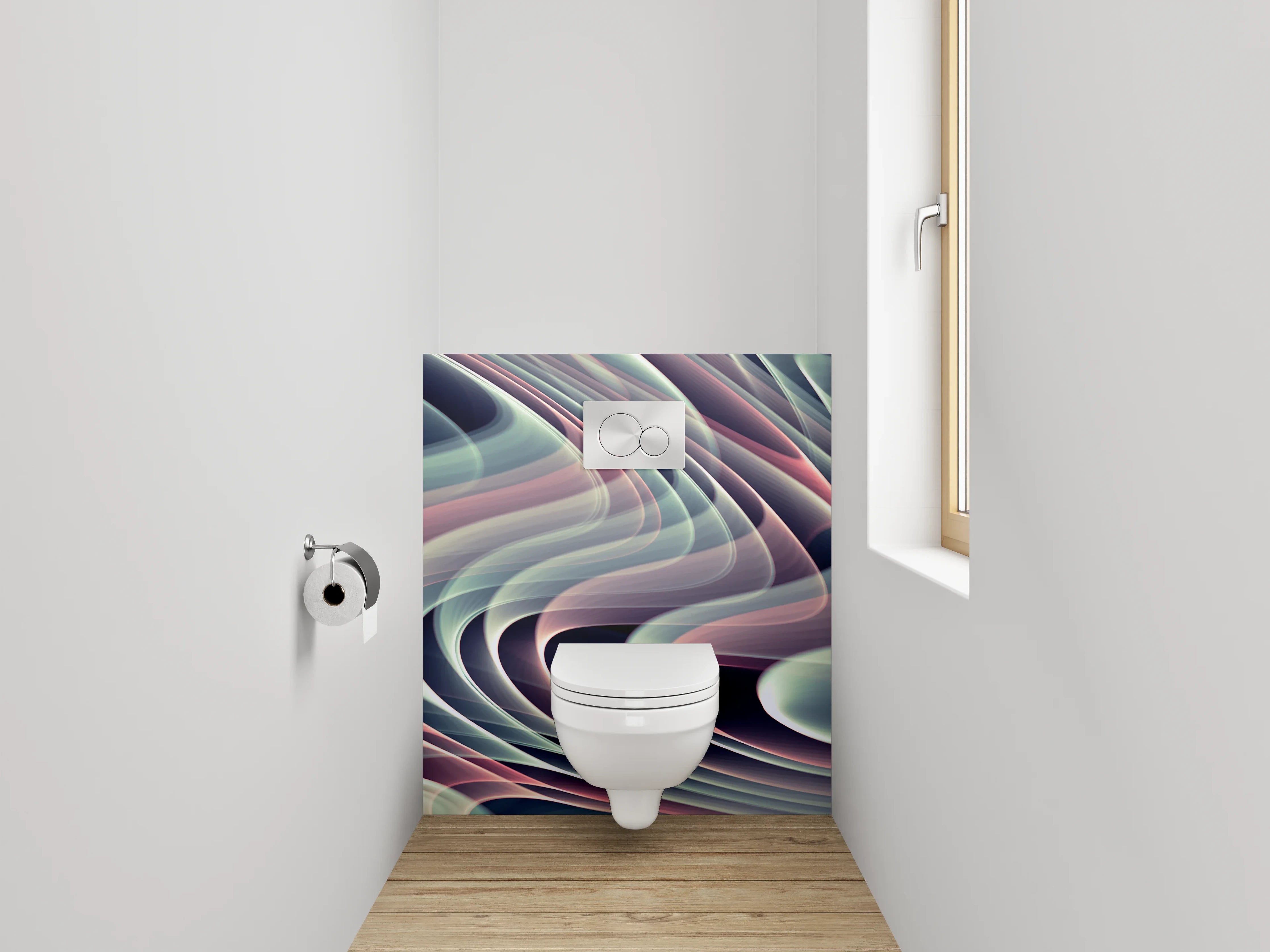 WC-Rückwand - Abstrakte Wellen Pastell Kunst