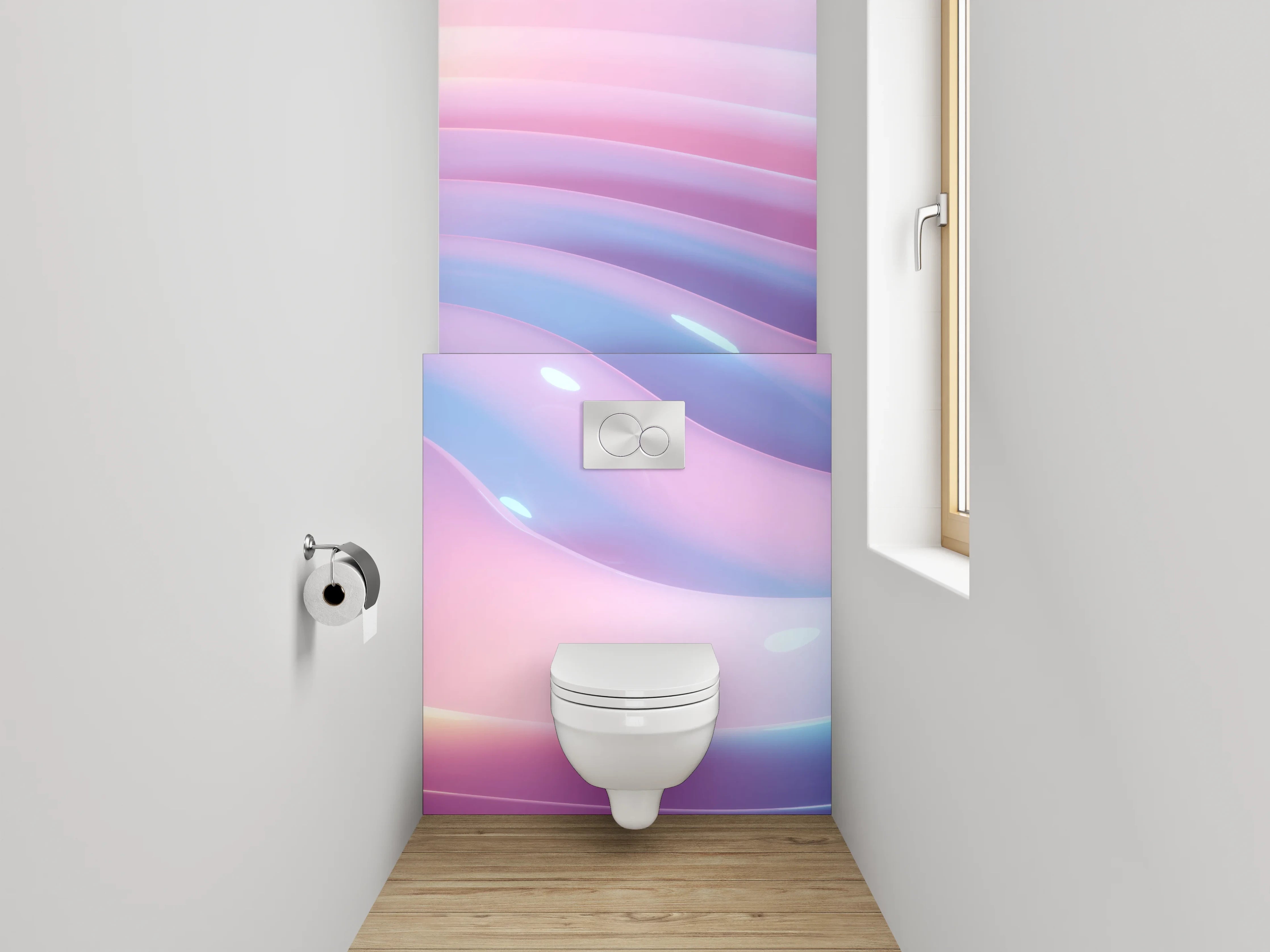 WC-Rückwand - Abstrakte Wellen in Pastelloptik