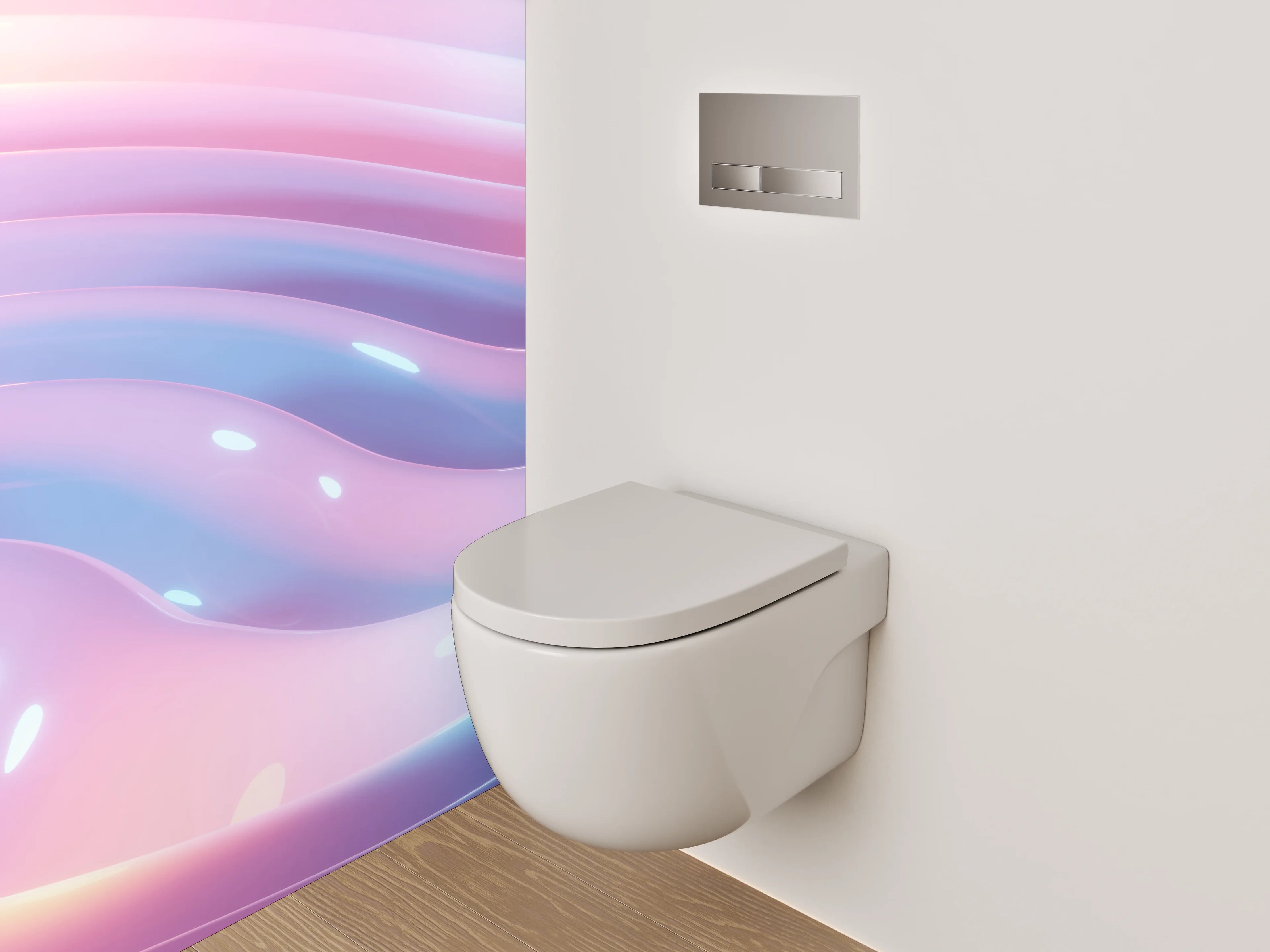 WC-Rückwand - Abstrakte Wellen in Pastelloptik