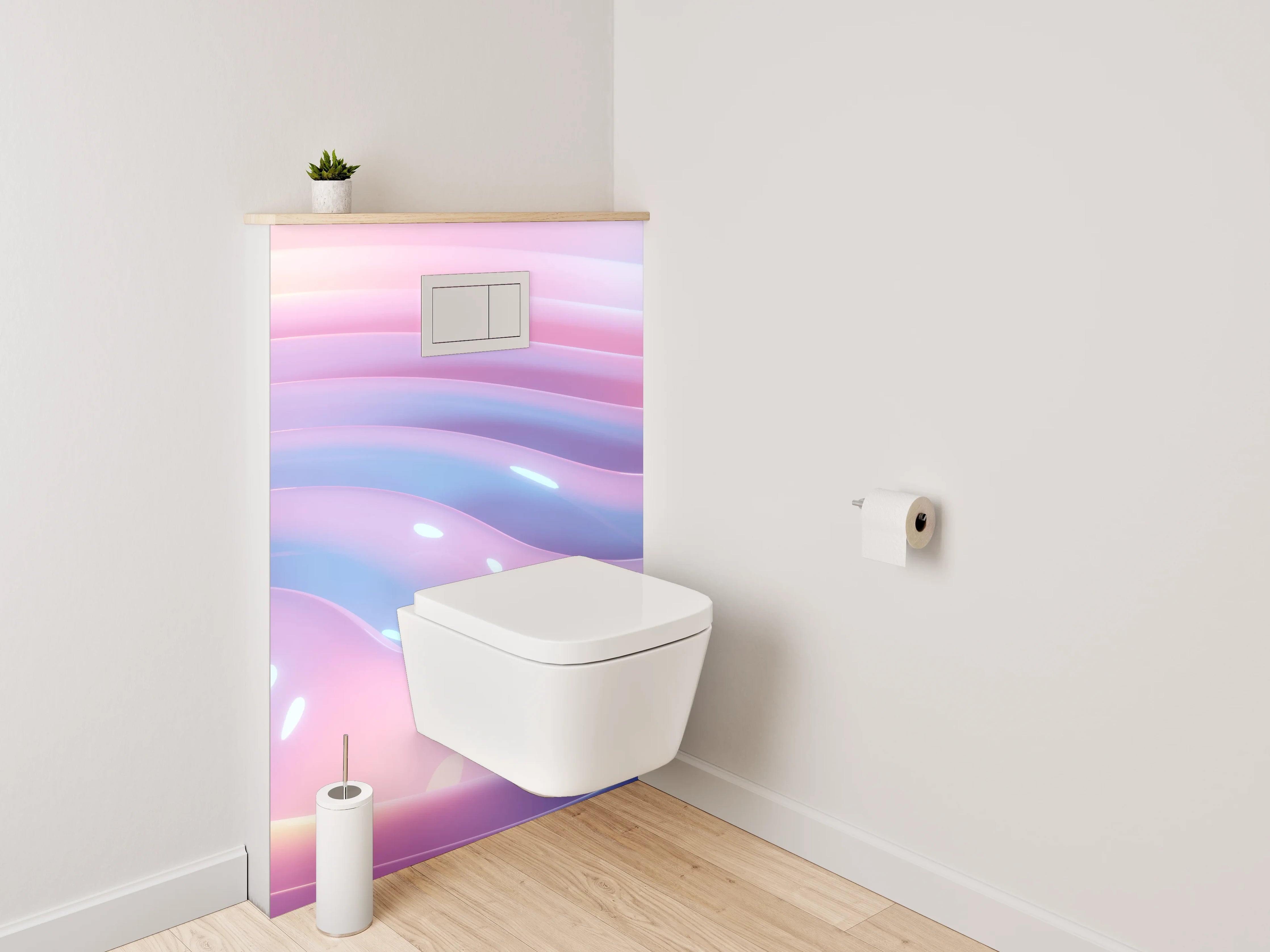 WC-Rückwand - Abstrakte Wellen in Pastelloptik