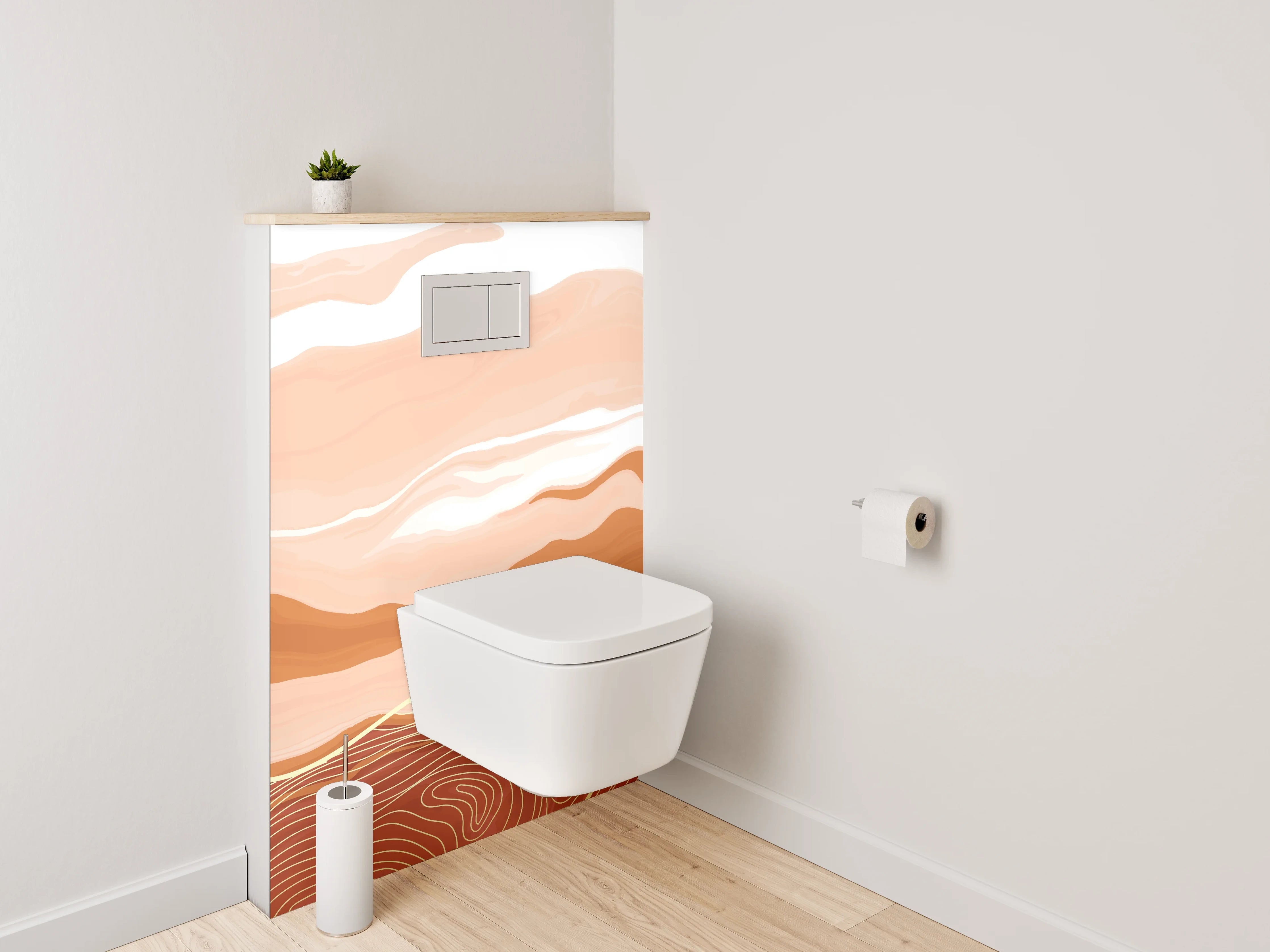WC-Rückwand - Abstrakte Wüstenlandschaft in Erdtönen