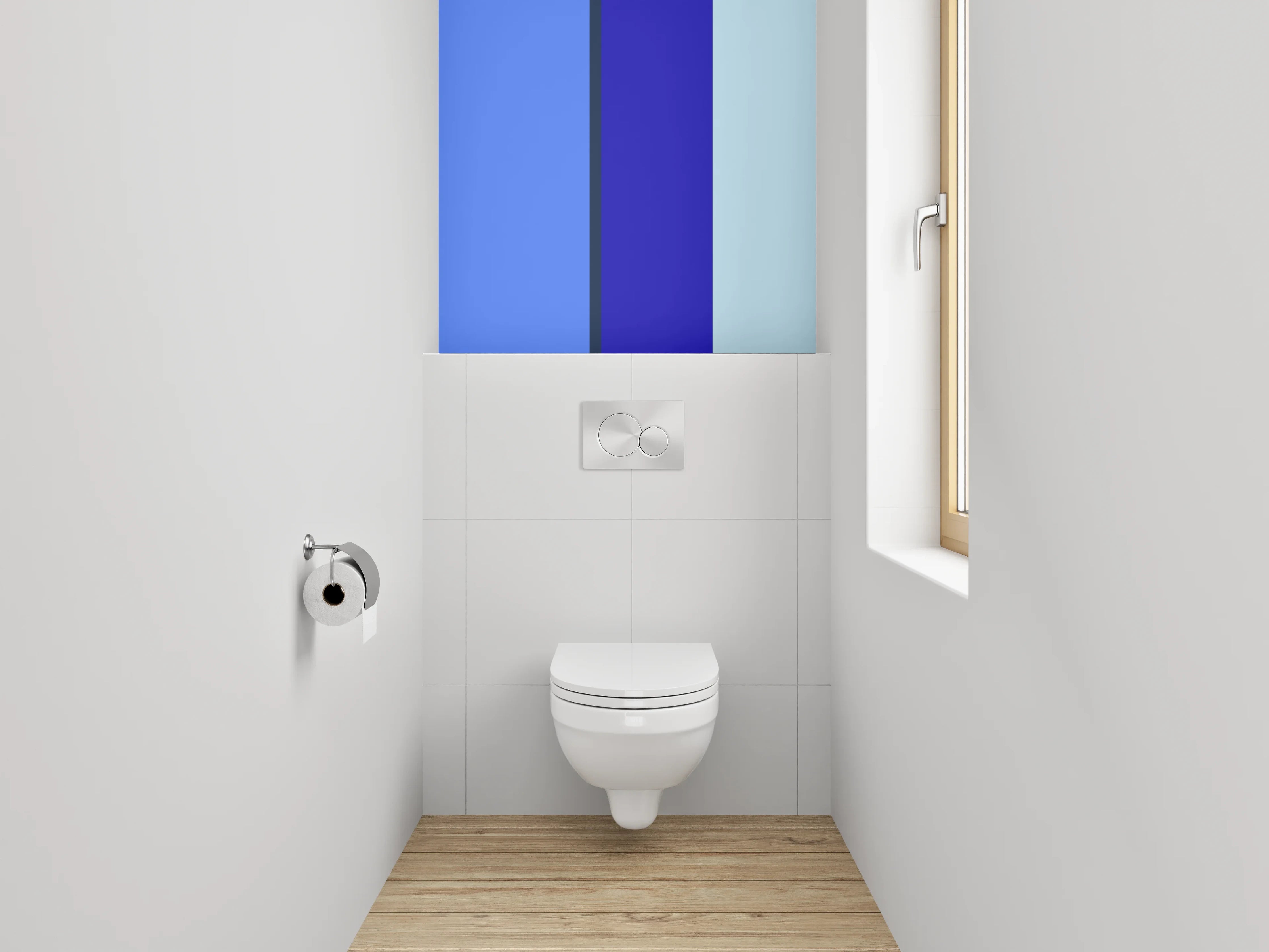 WC-Rückwand - Abstrakte blaue Balken Komposition