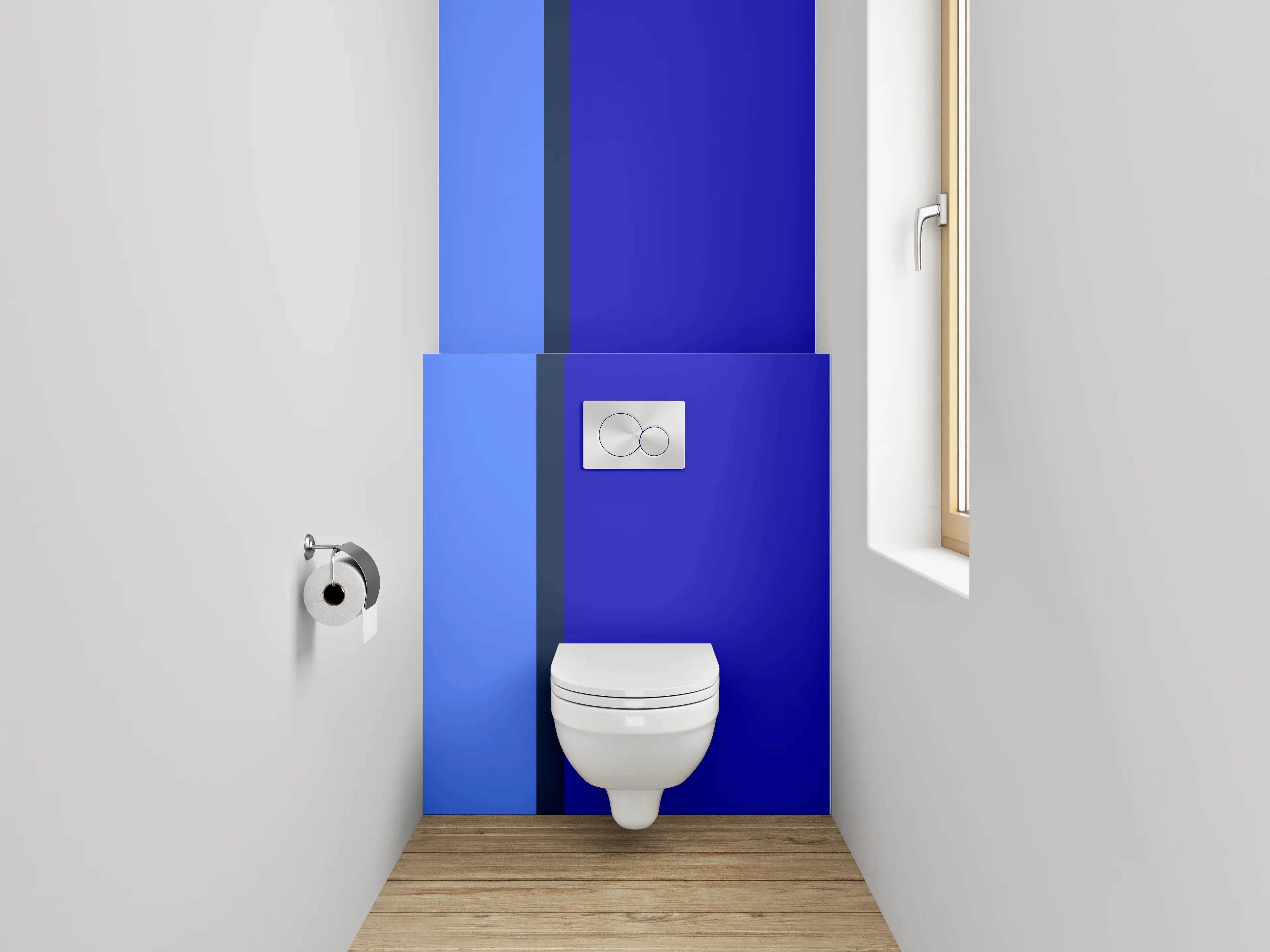 WC-Rückwand - Abstrakte blaue Balken Komposition