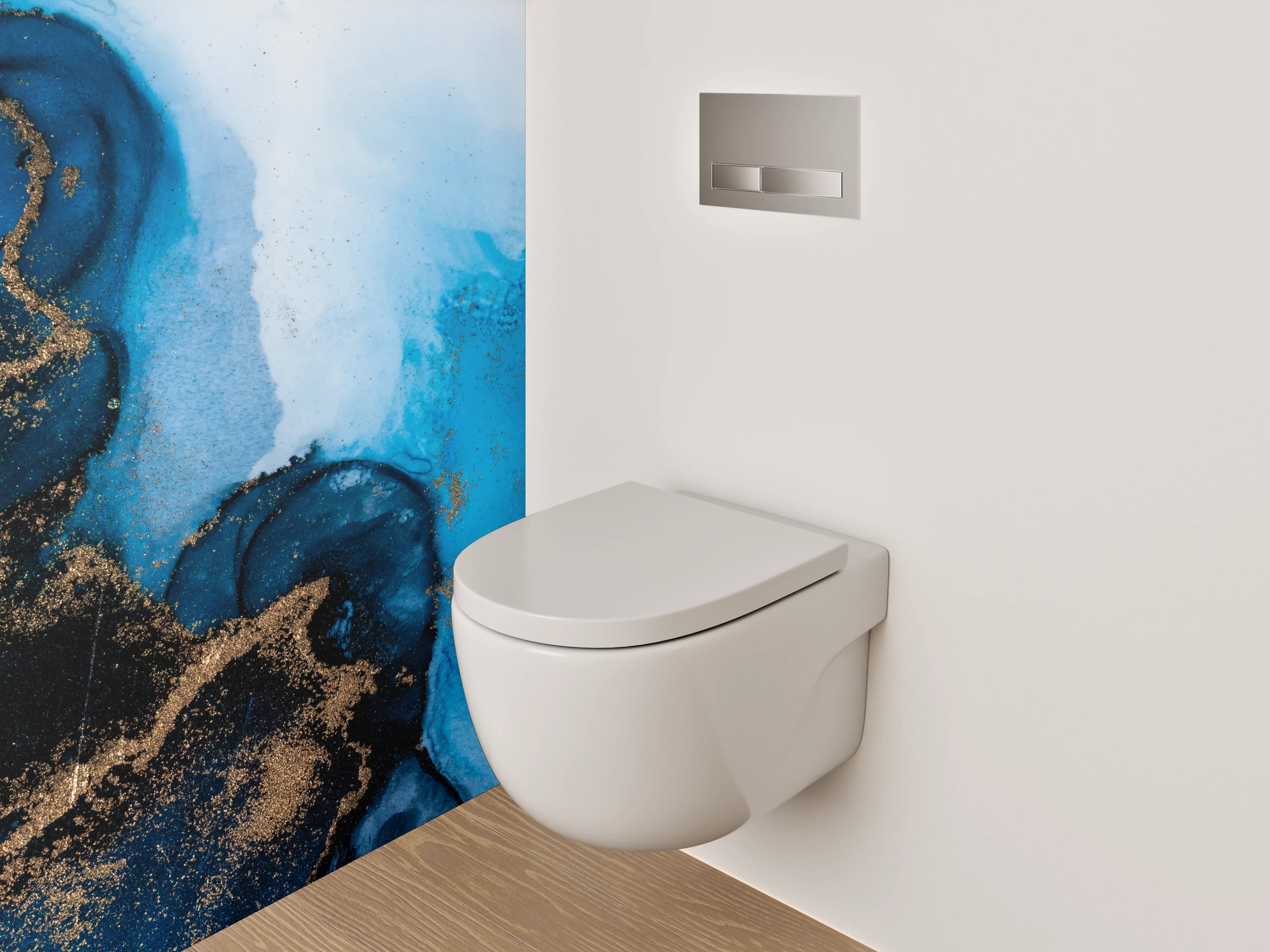 WC-Rückwand - Abstrakte blaue Goldmarmor-Optik