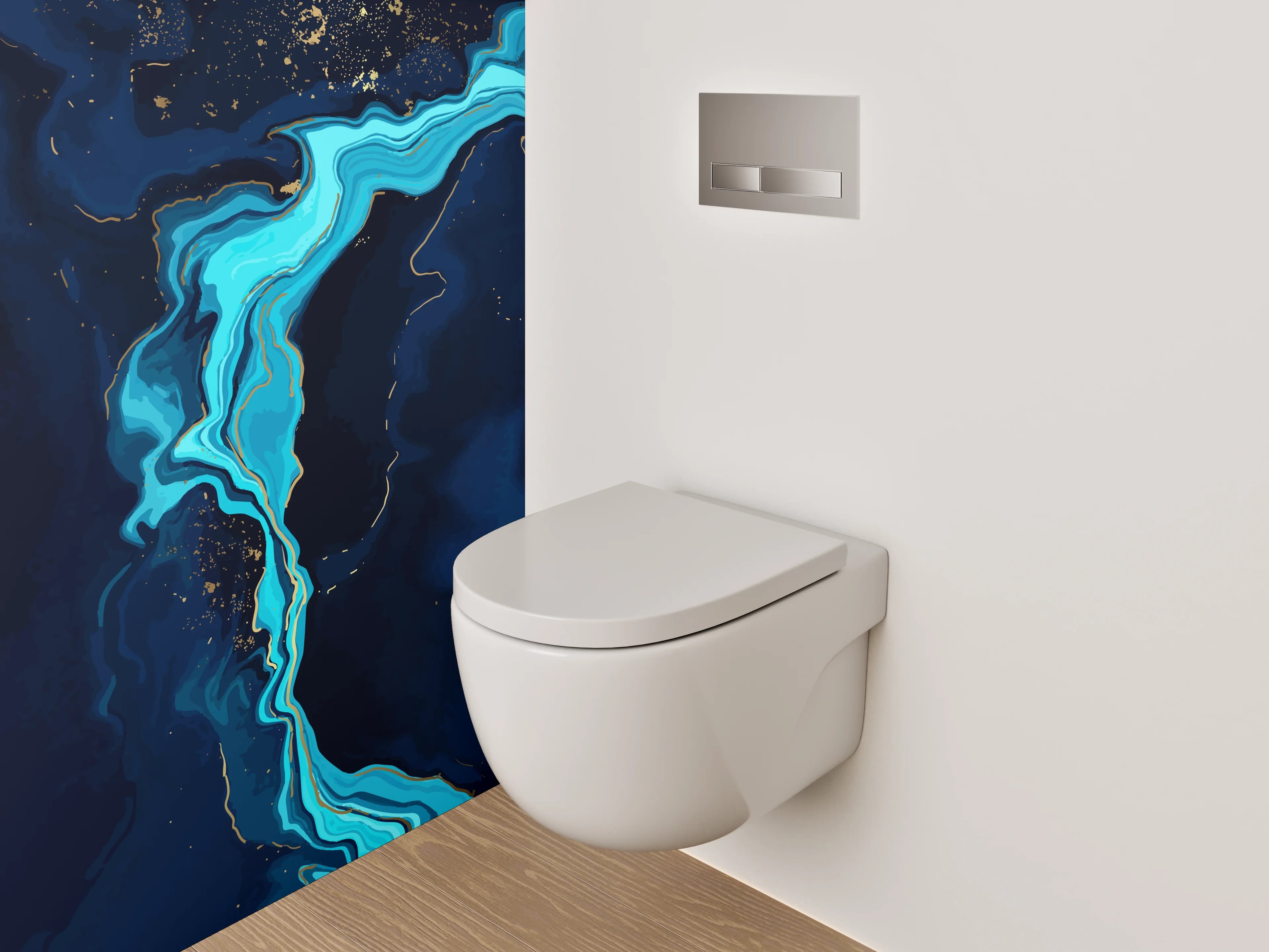 WC-Rückwand - Abstrakte blaue Marmor-Optik Deko