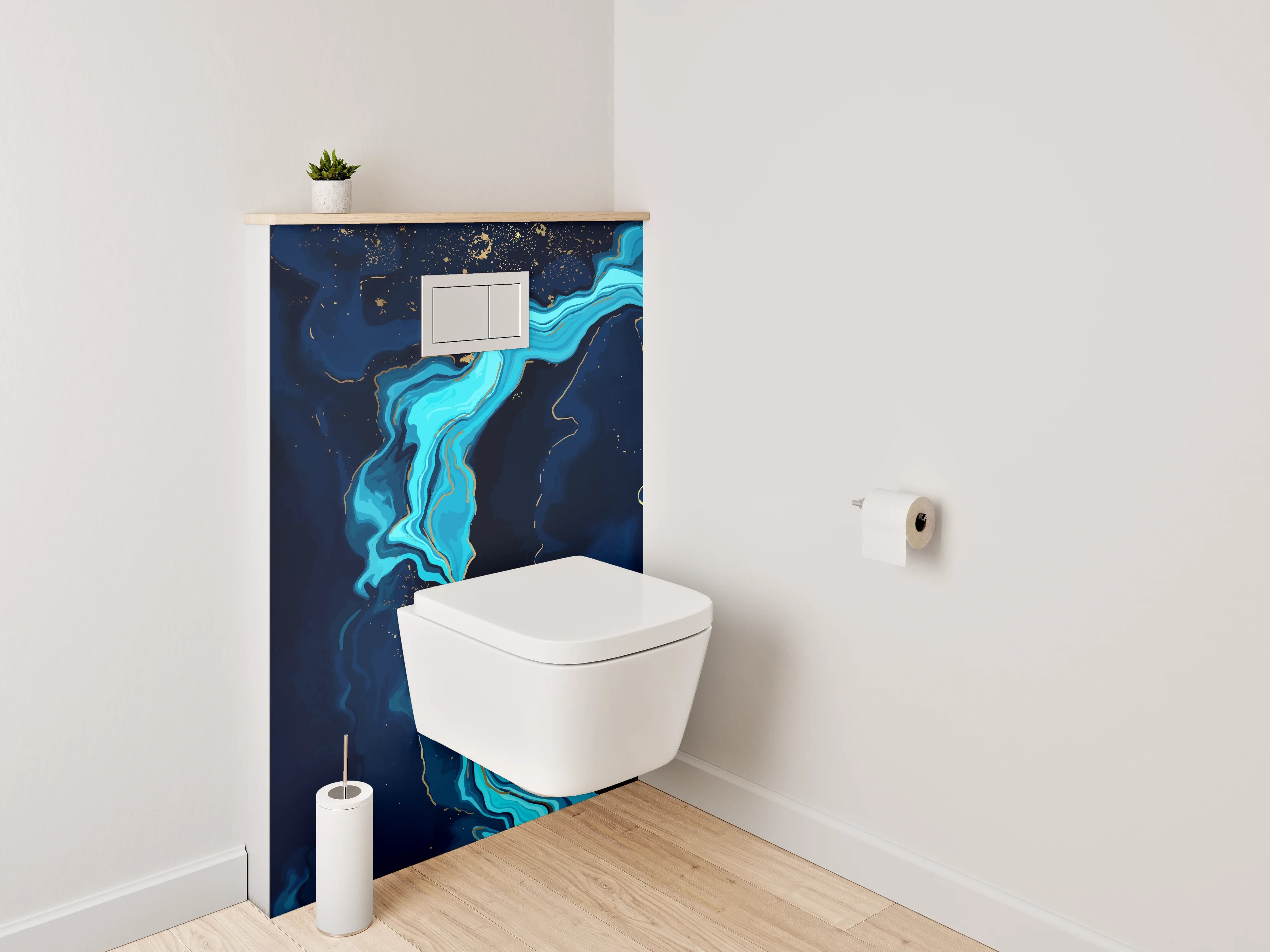 WC-Rückwand - Abstrakte blaue Marmor-Optik Deko