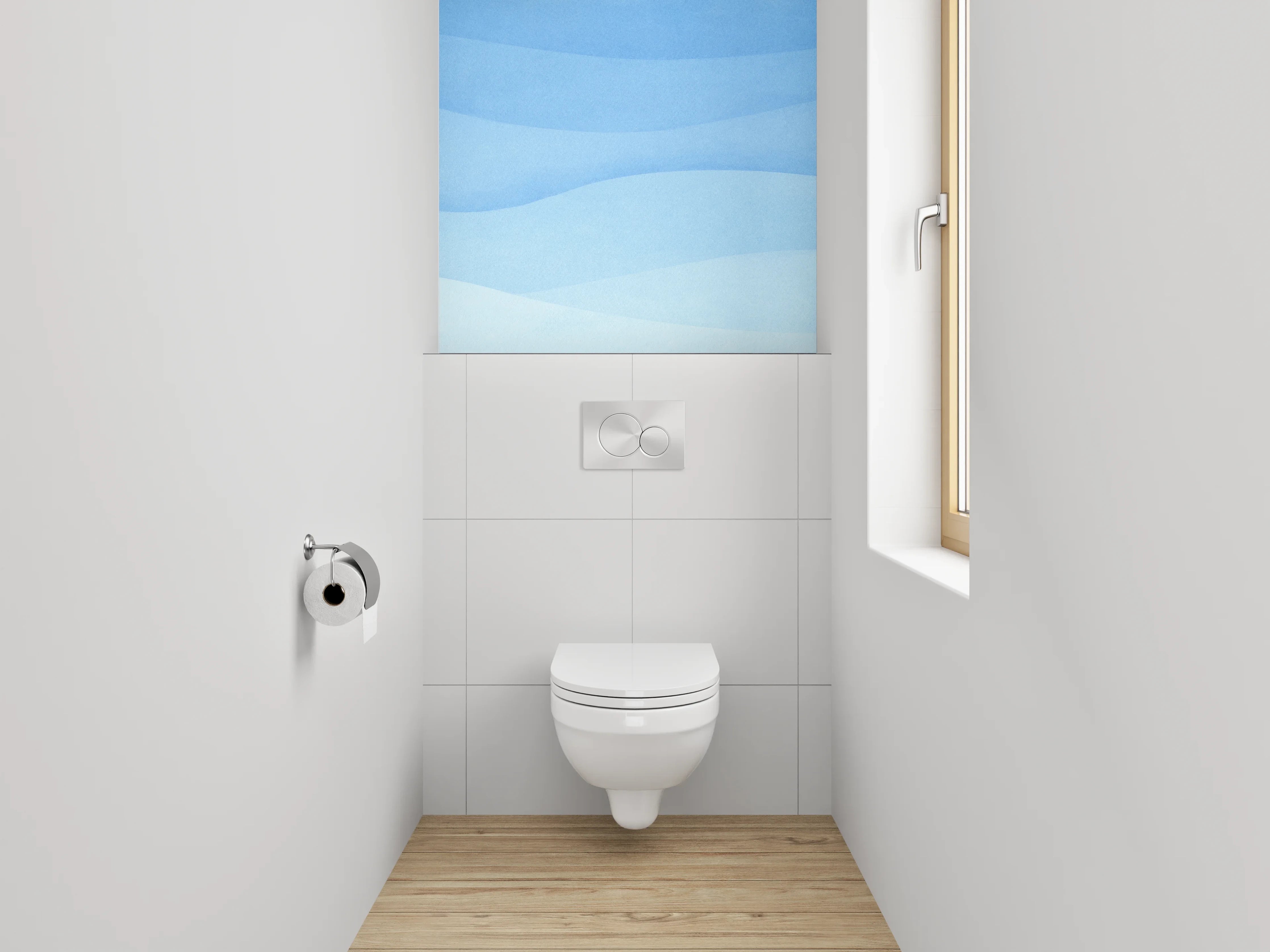WC-Rückwand - Abstrakte blaue Wellen Aquarell