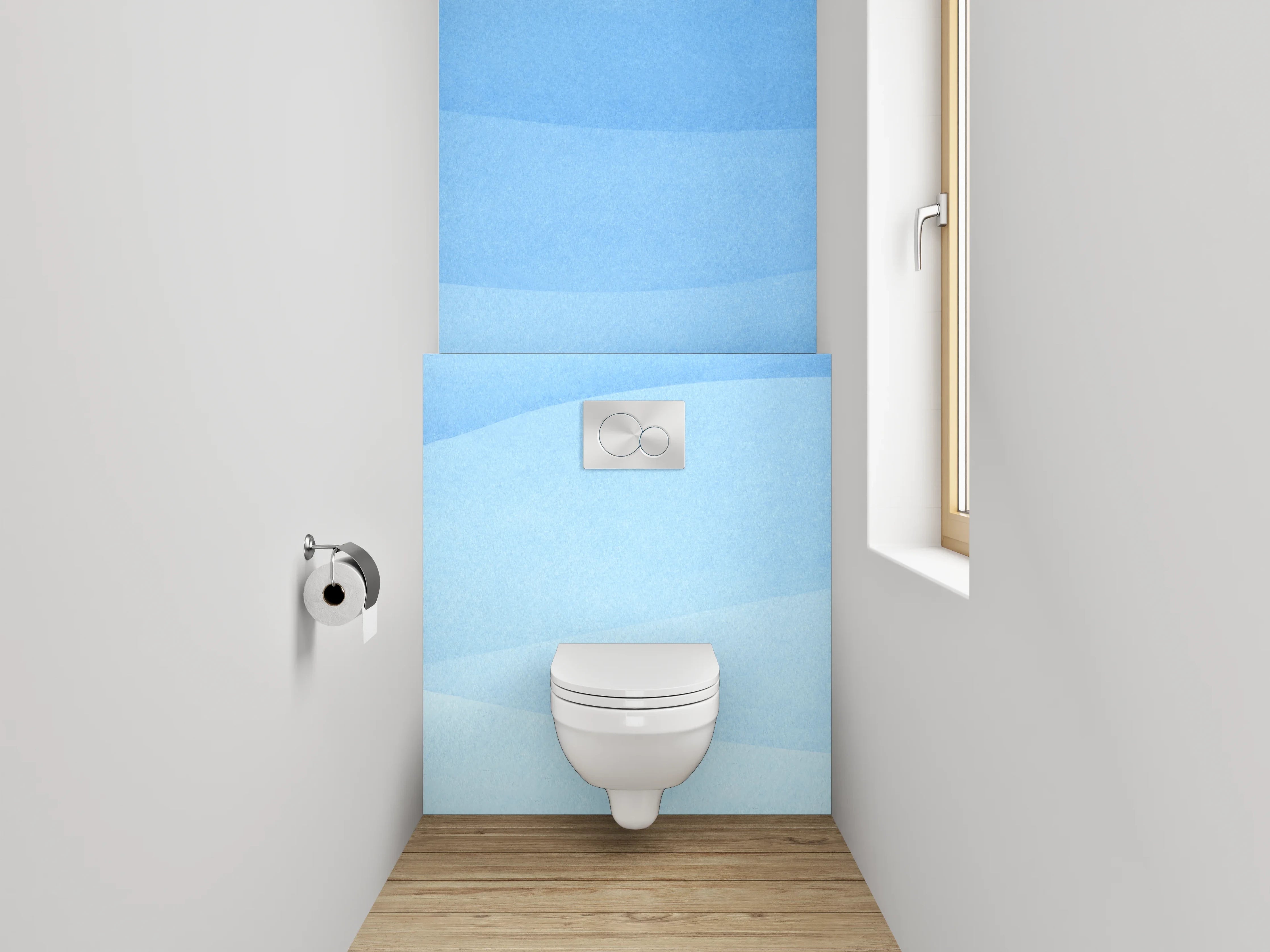 WC-Rückwand - Abstrakte blaue Wellen Aquarell