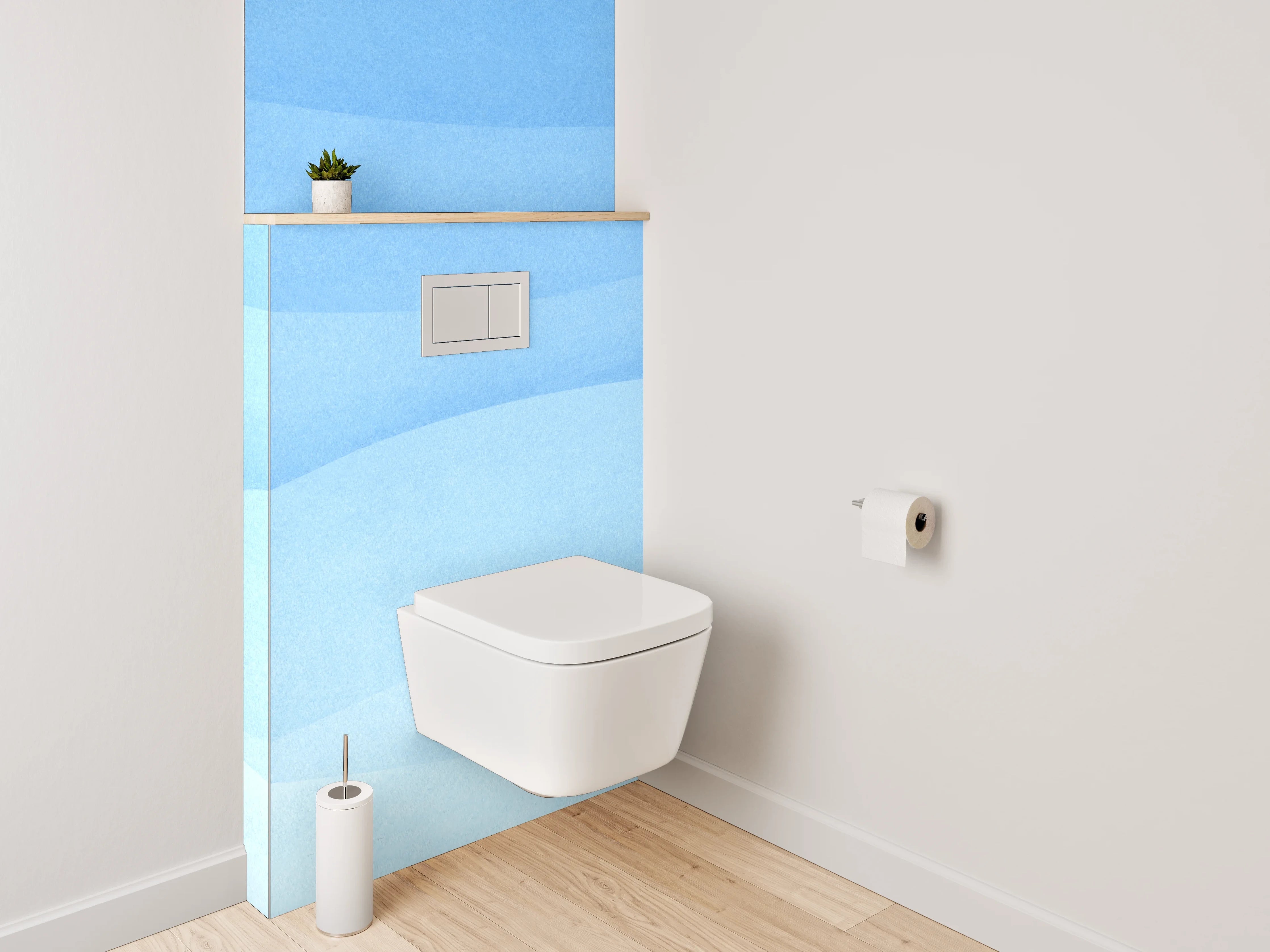 WC-Rückwand - Abstrakte blaue Wellen Aquarell