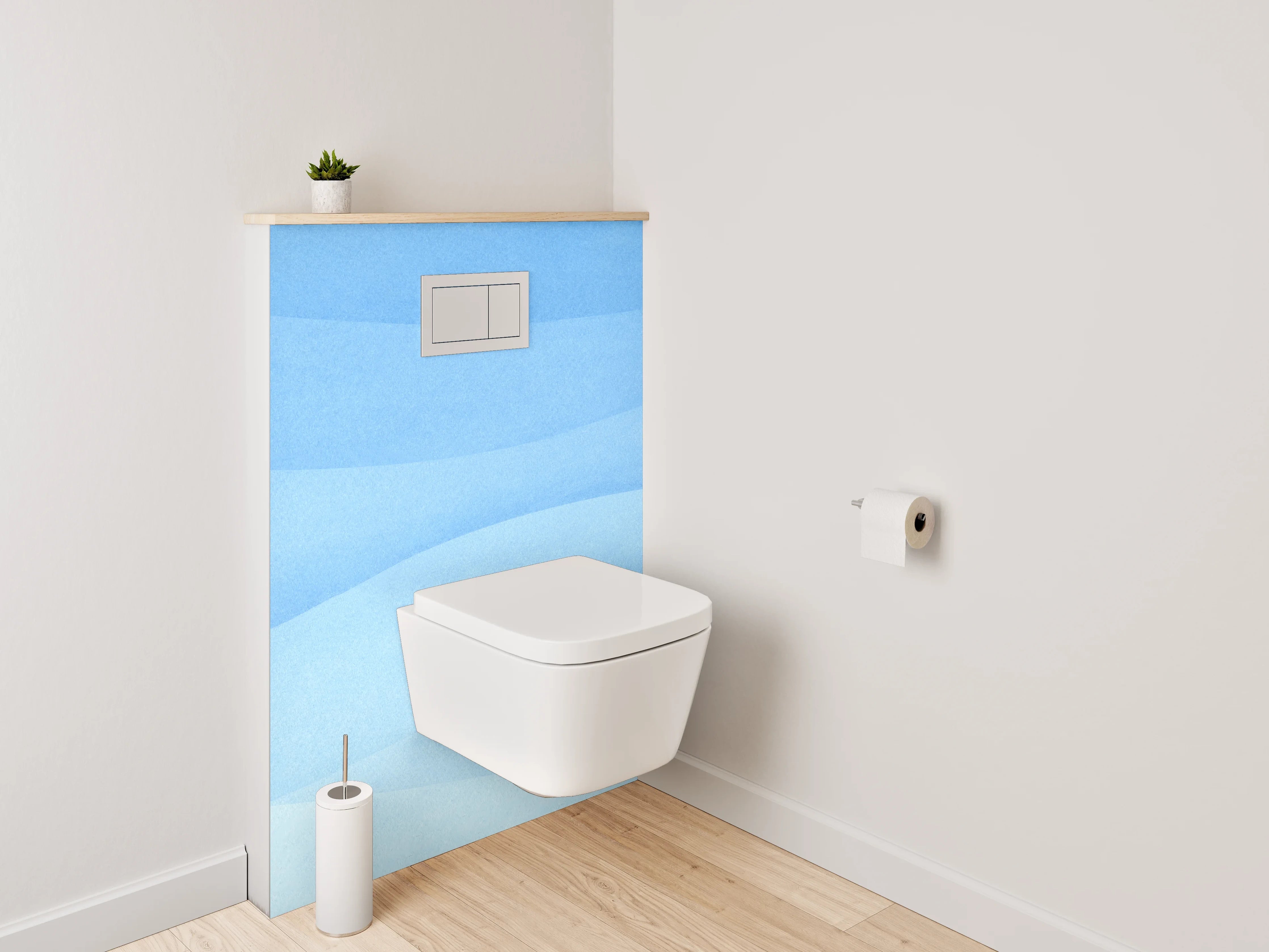 WC-Rückwand - Abstrakte blaue Wellen Aquarell