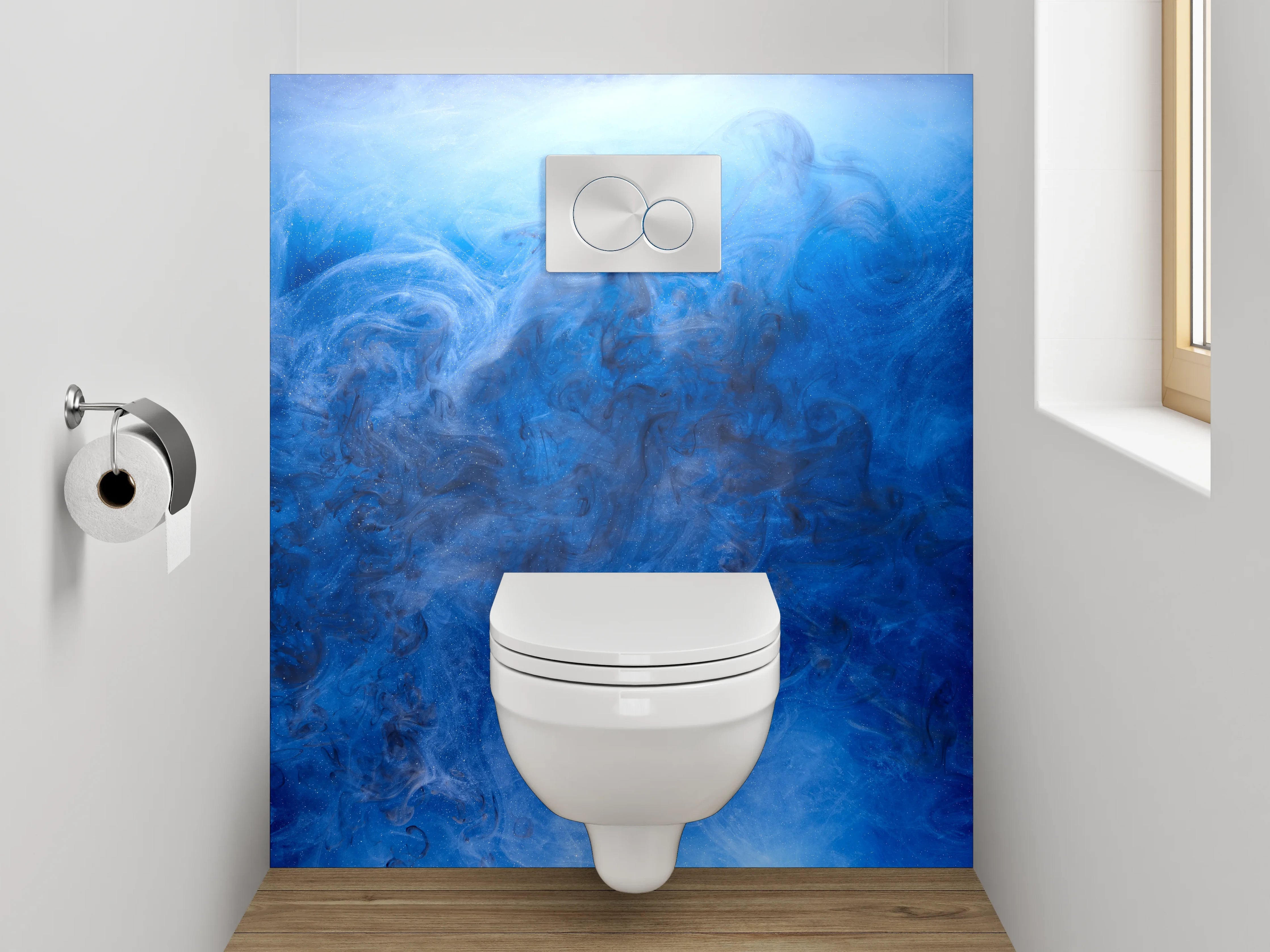 WC-Rückwand - Abstrakte blaue Wolken Kunst