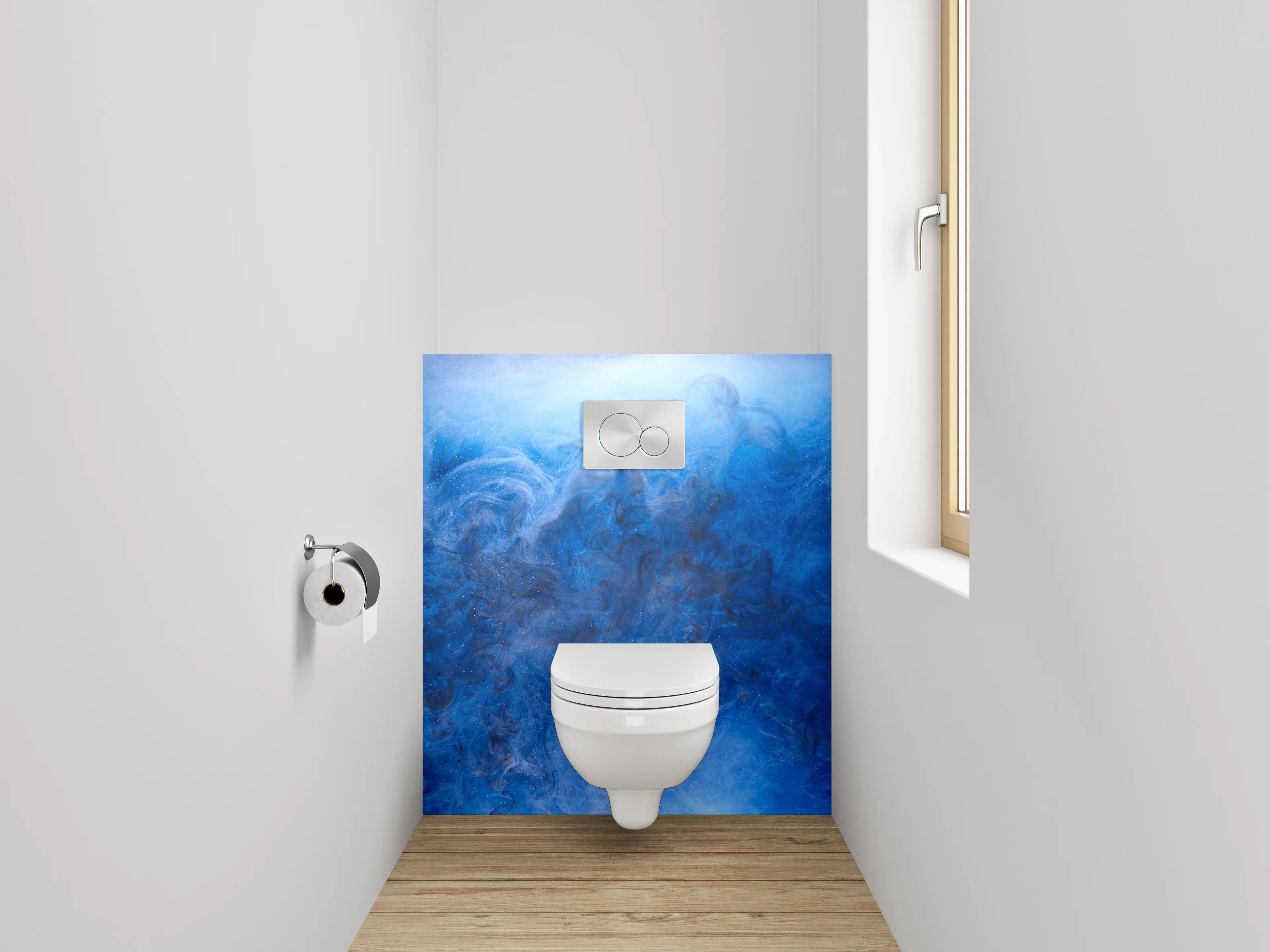 WC-Rückwand - Abstrakte blaue Wolken Kunst