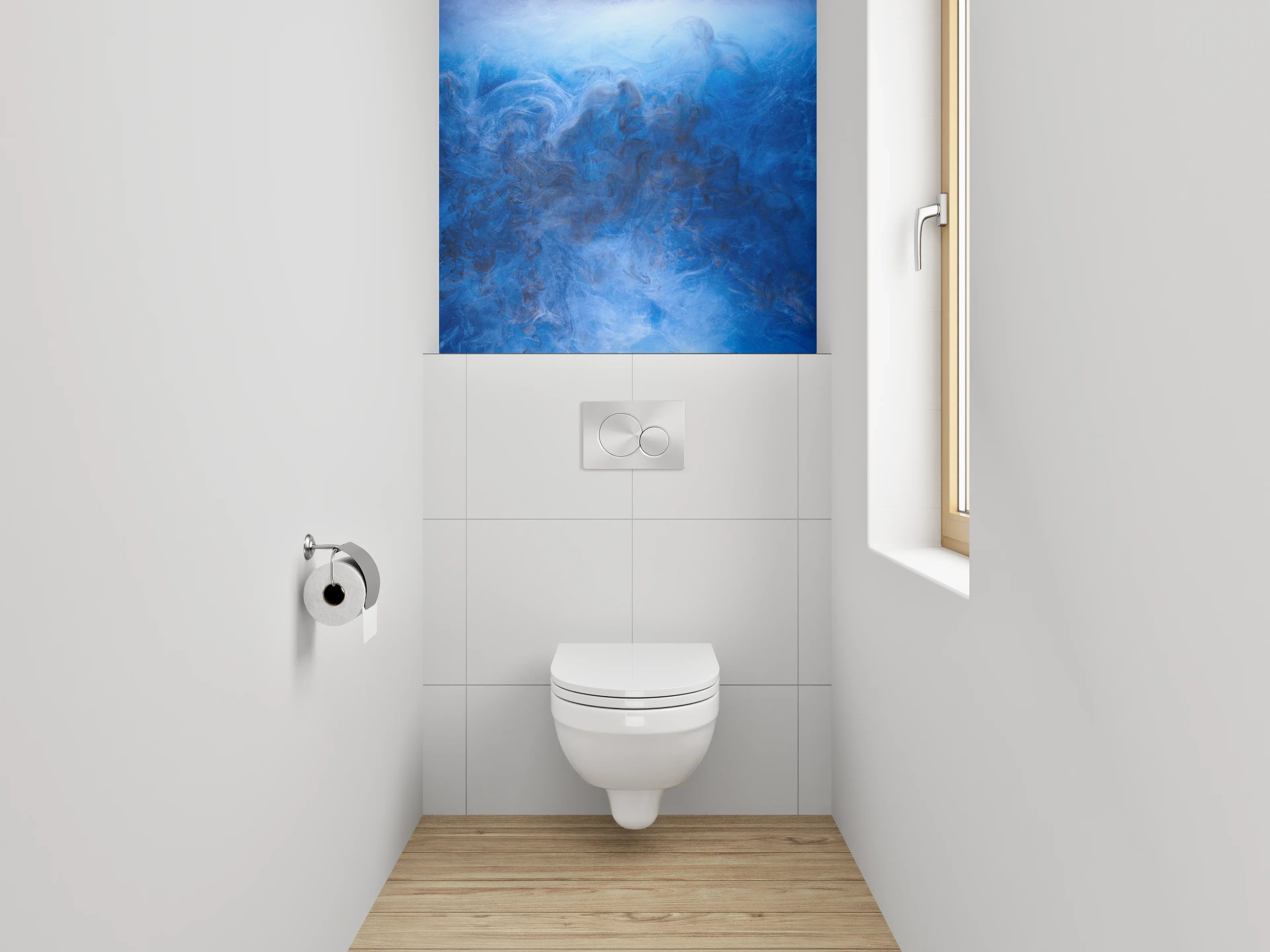 WC-Rückwand - Abstrakte blaue Wolken Kunst