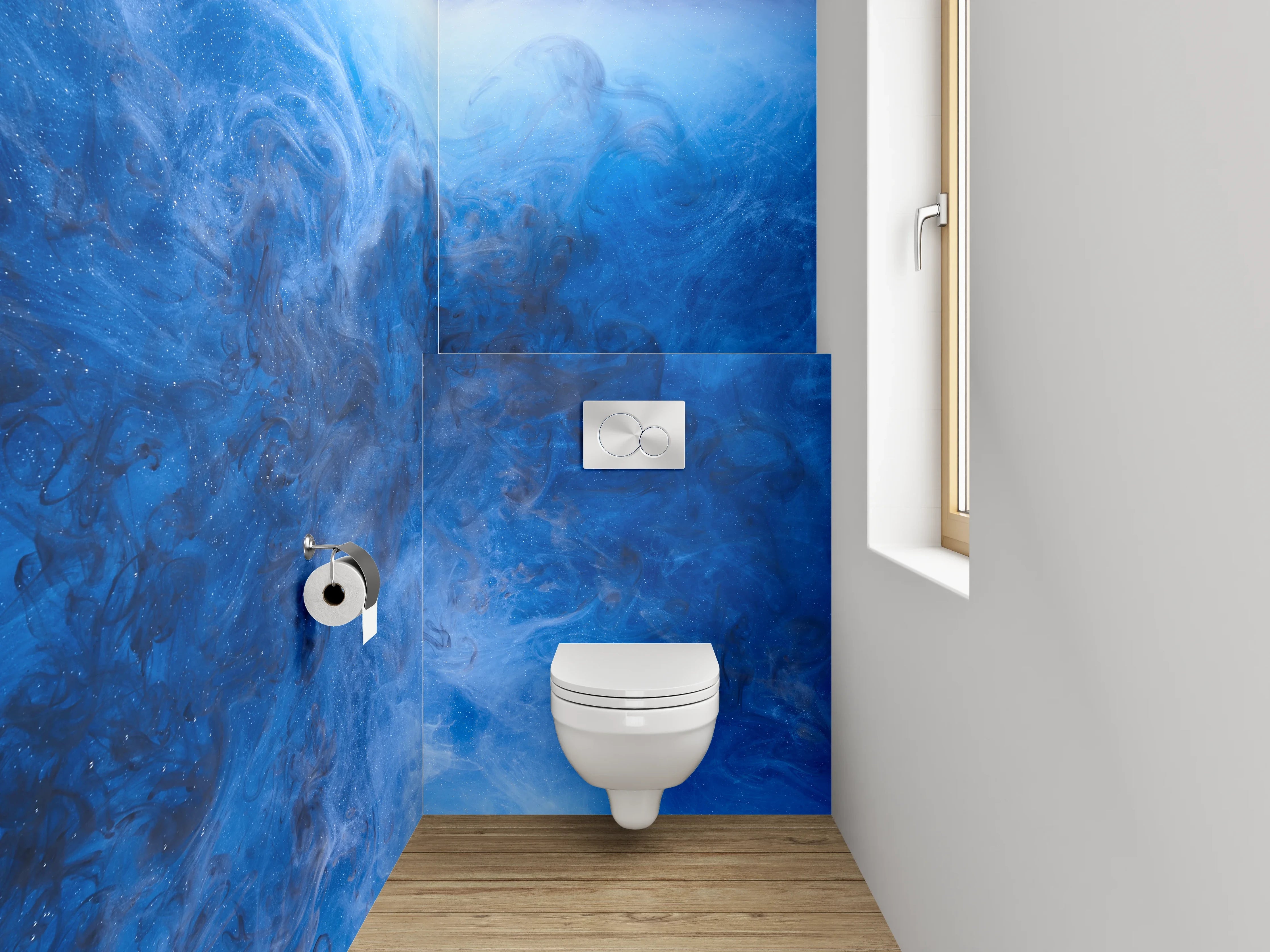 WC-Rückwand - Abstrakte blaue Wolken Kunst