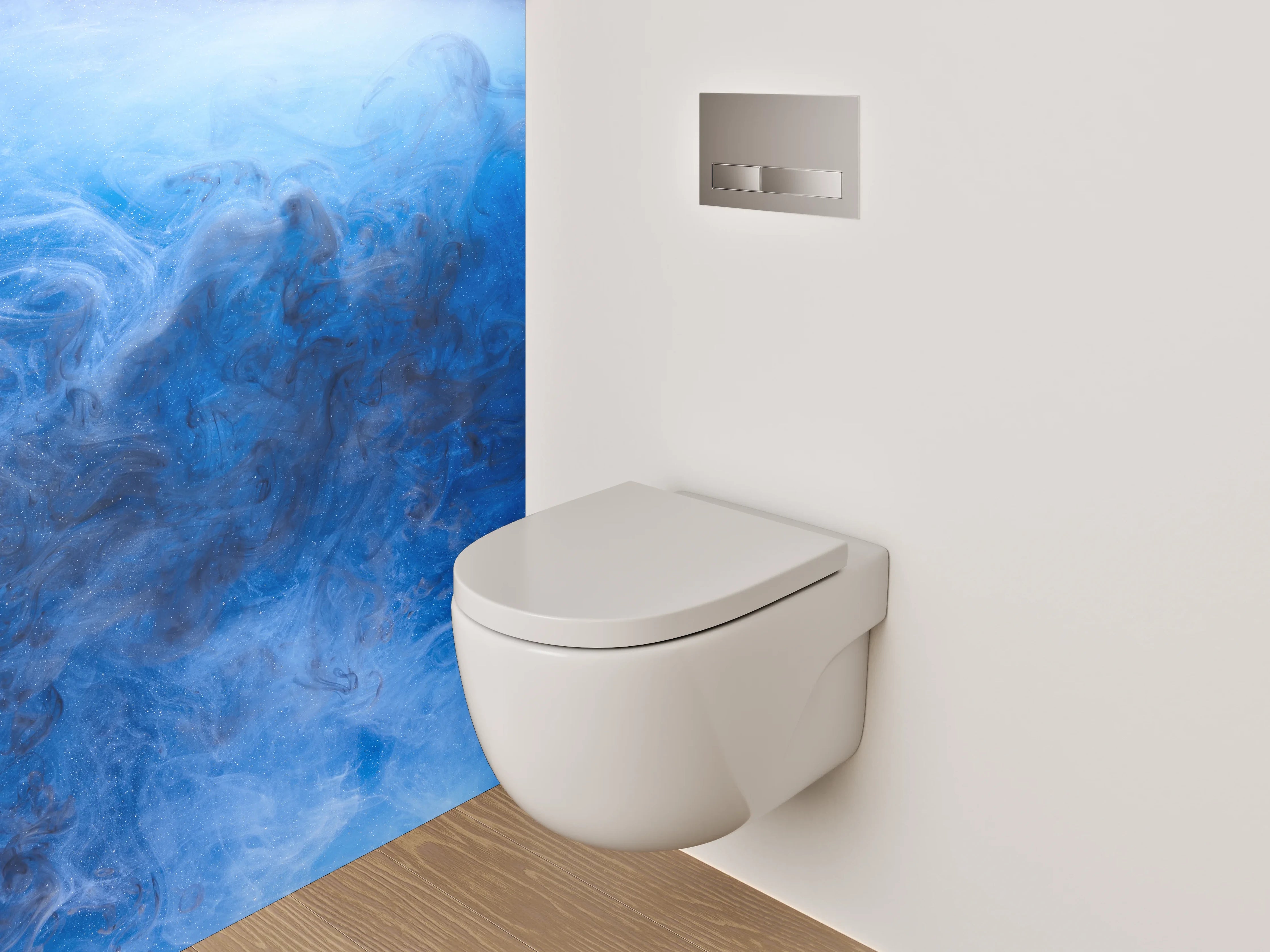 WC-Rückwand - Abstrakte blaue Wolken Kunst