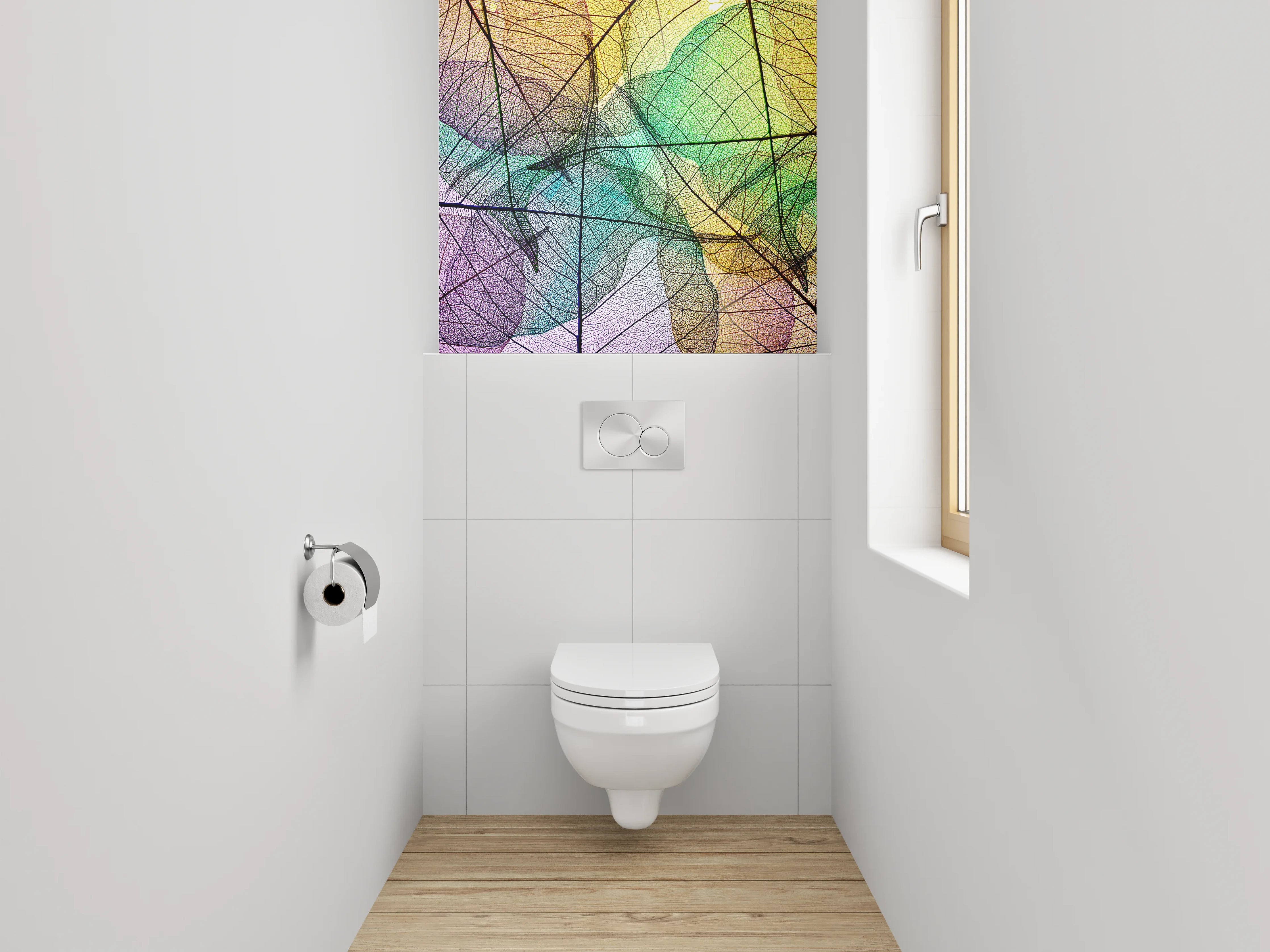 WC-Rückwand - Abstrakte bunte Blattskelette Kunst