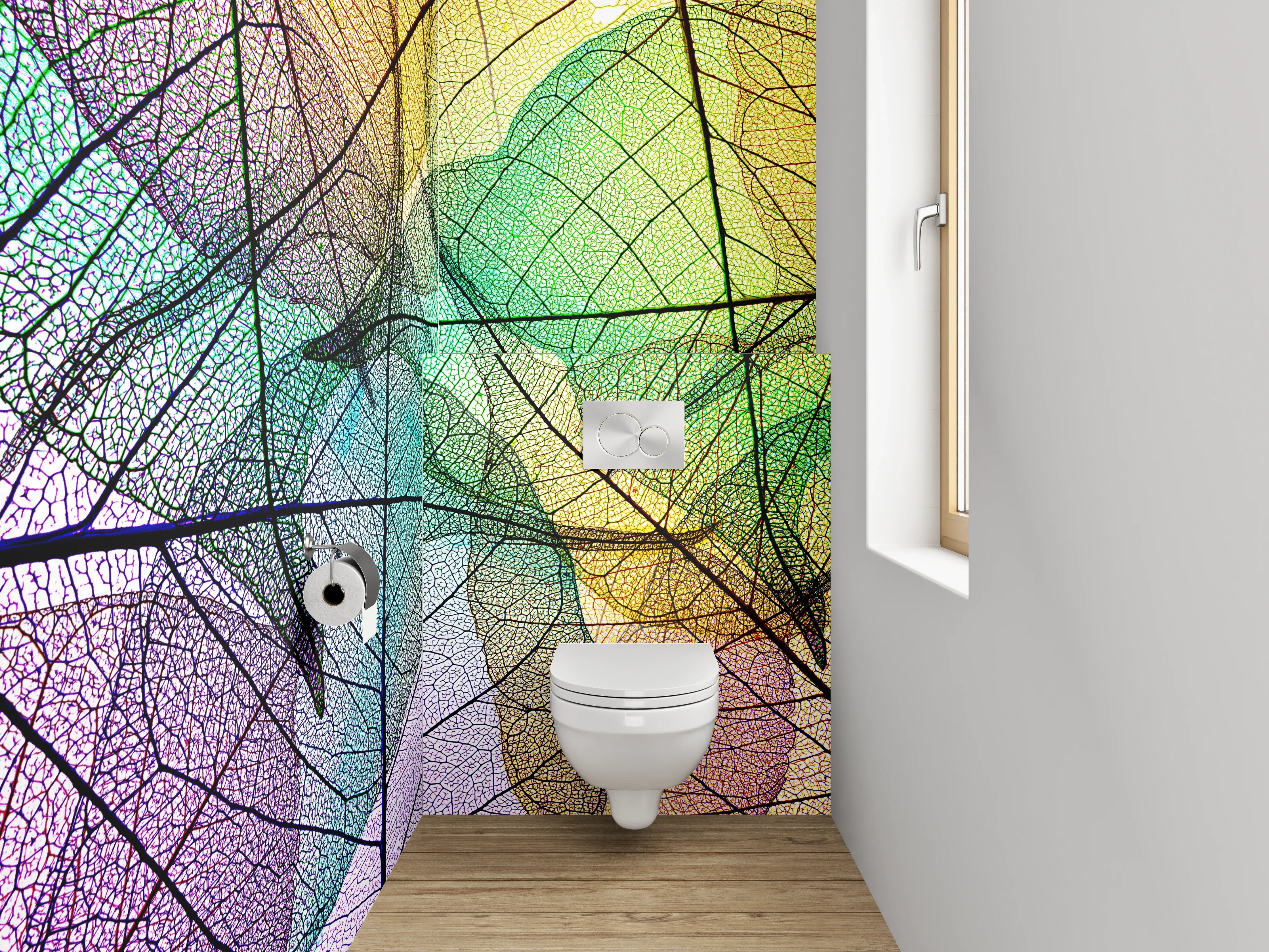 WC-Rückwand - Abstrakte bunte Blattskelette Kunst