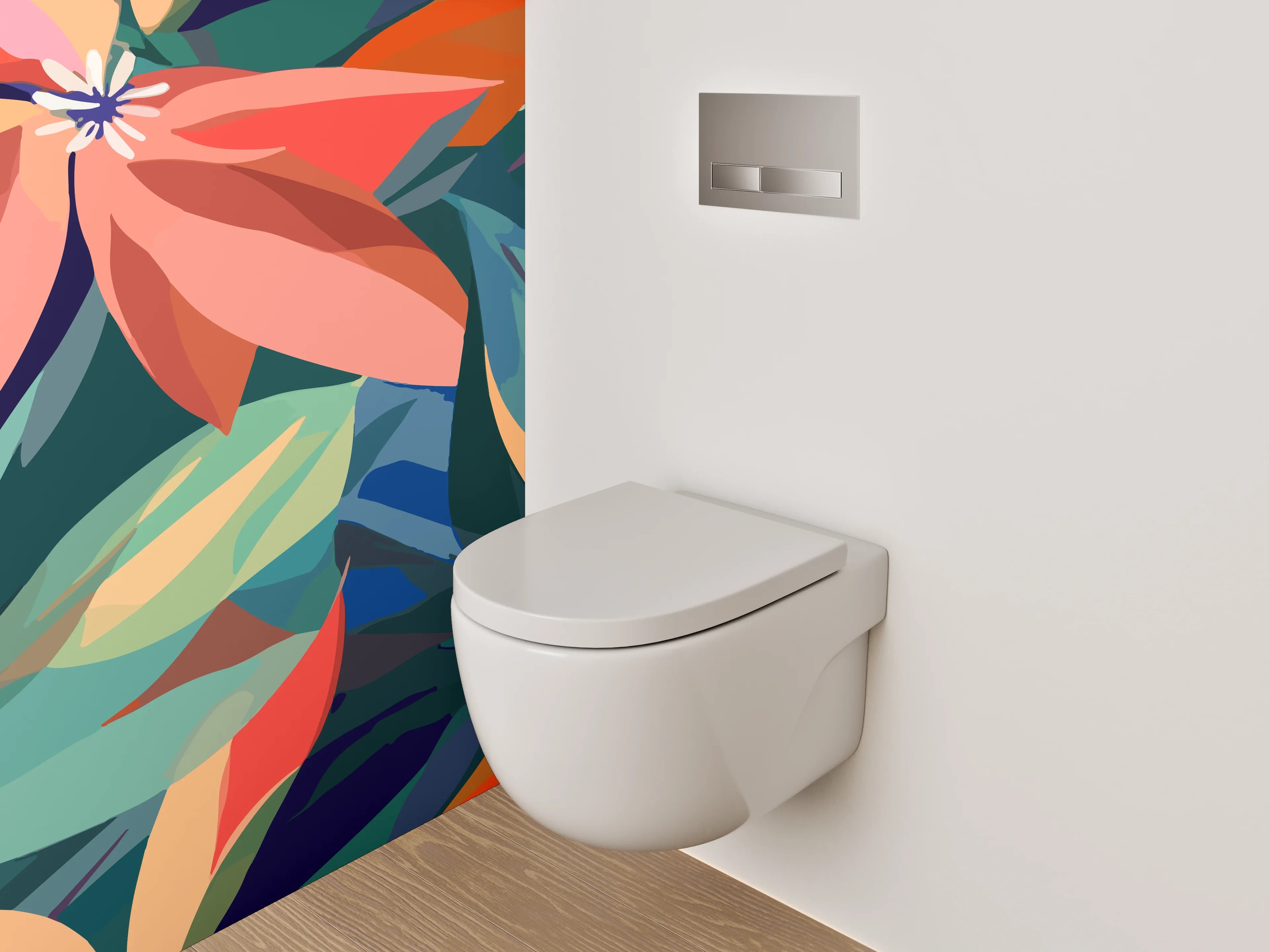 WC-Rückwand - Abstrakte florale Kunst – Bunt