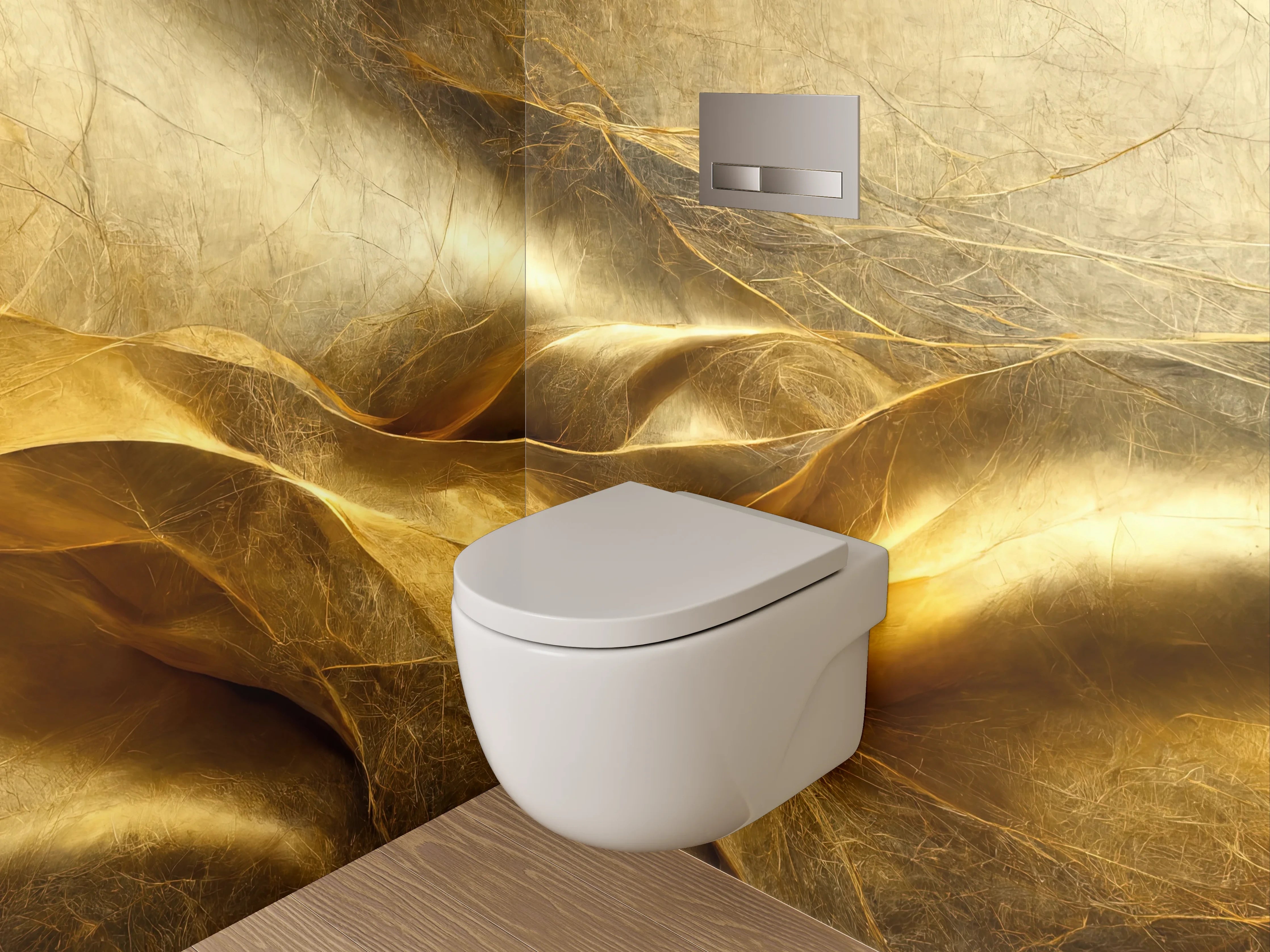 WC-Rückwand - Abstrakte goldene Eleganz