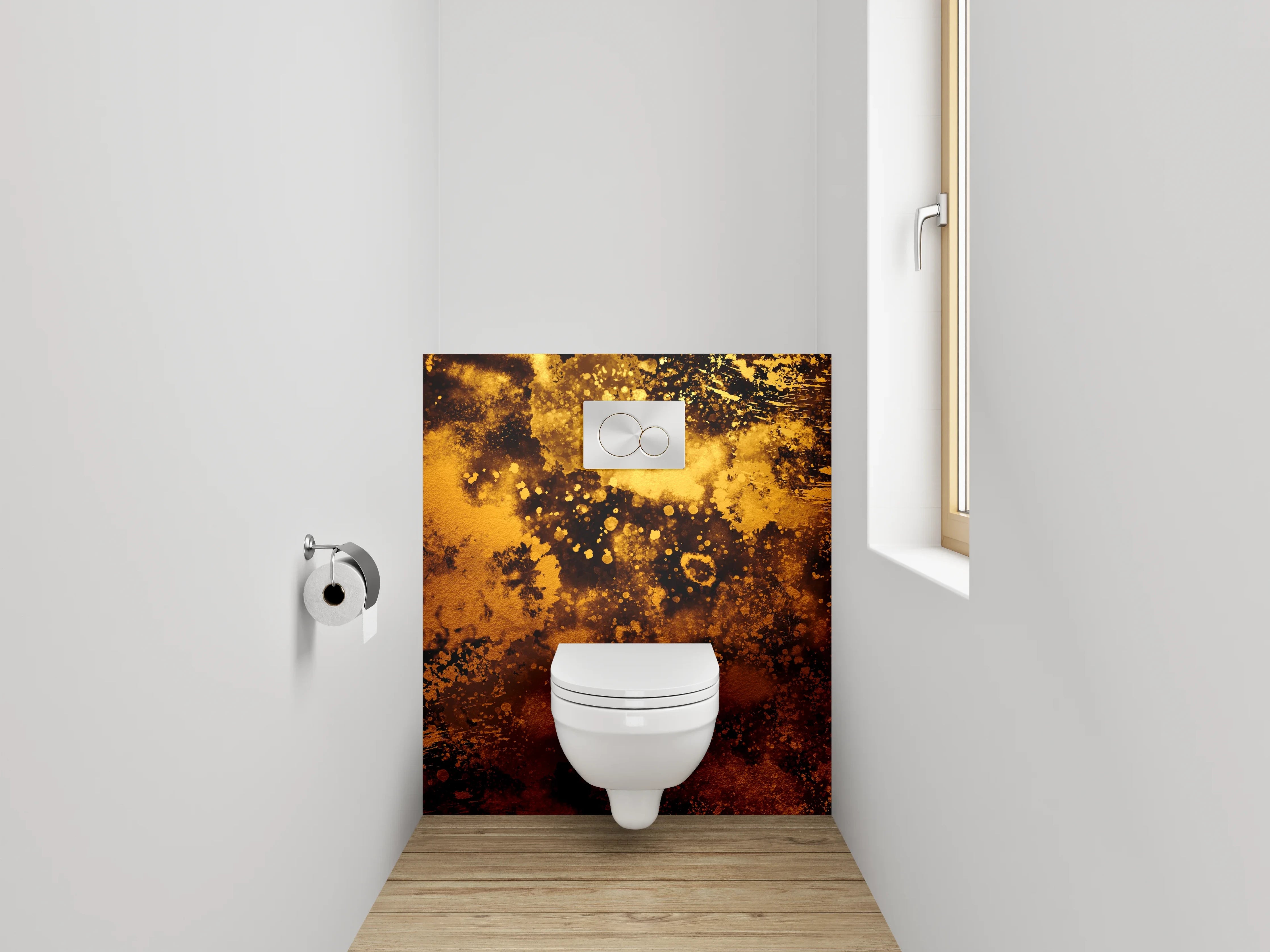 WC-Rückwand - Abstrakte goldene Explosion Kunstmotiv