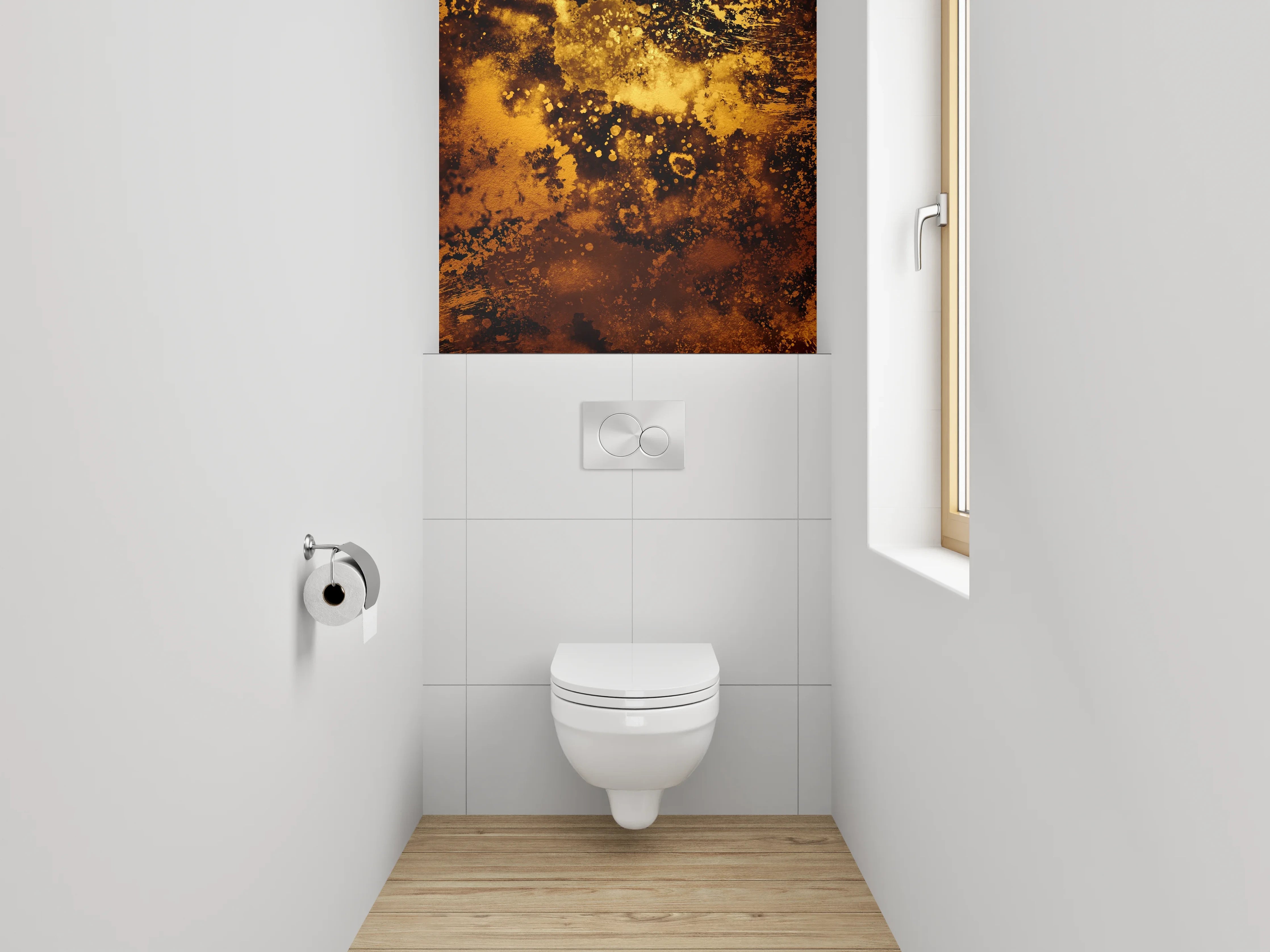 WC-Rückwand - Abstrakte goldene Explosion Kunstmotiv
