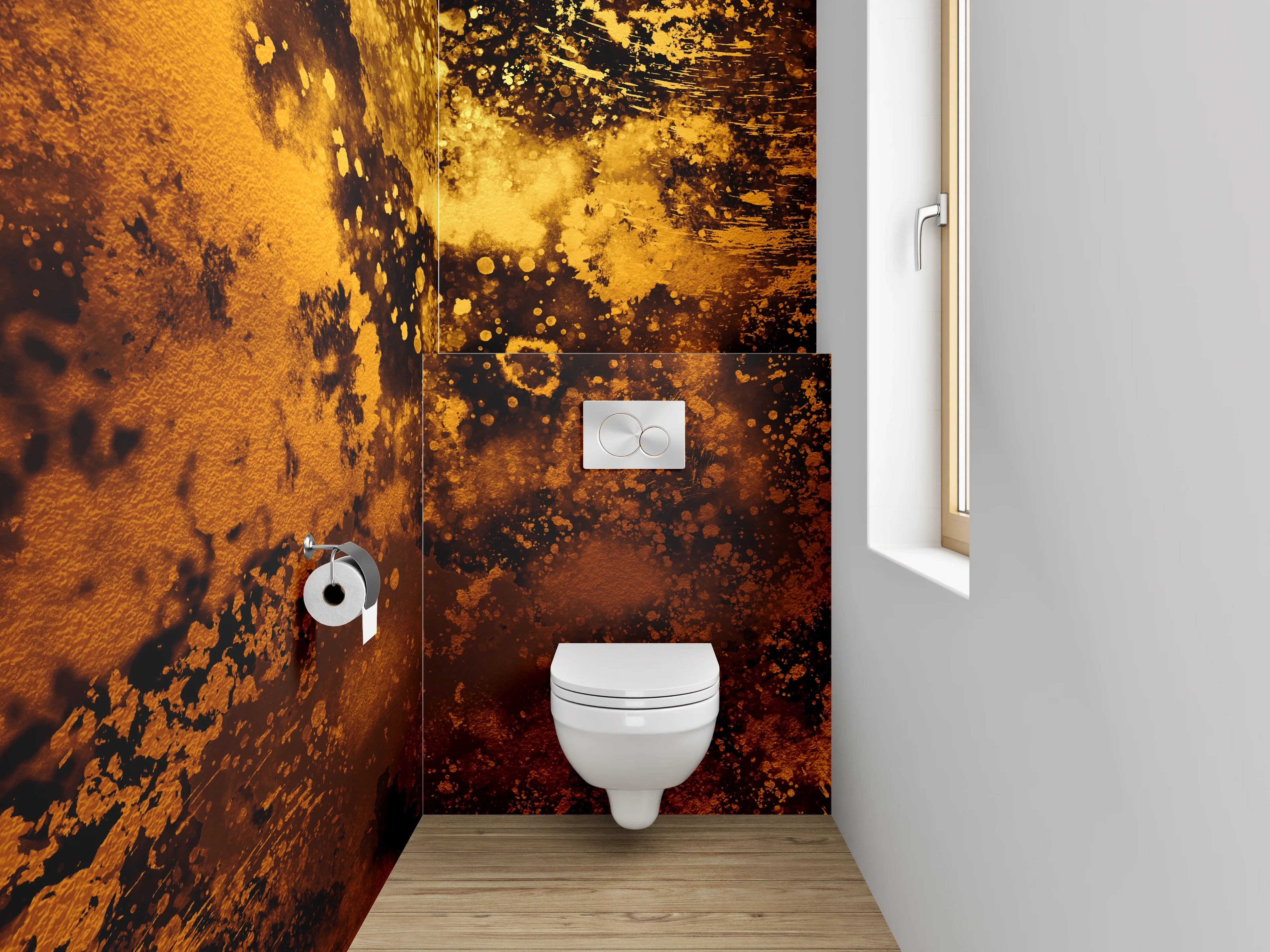 WC-Rückwand - Abstrakte goldene Explosion Kunstmotiv