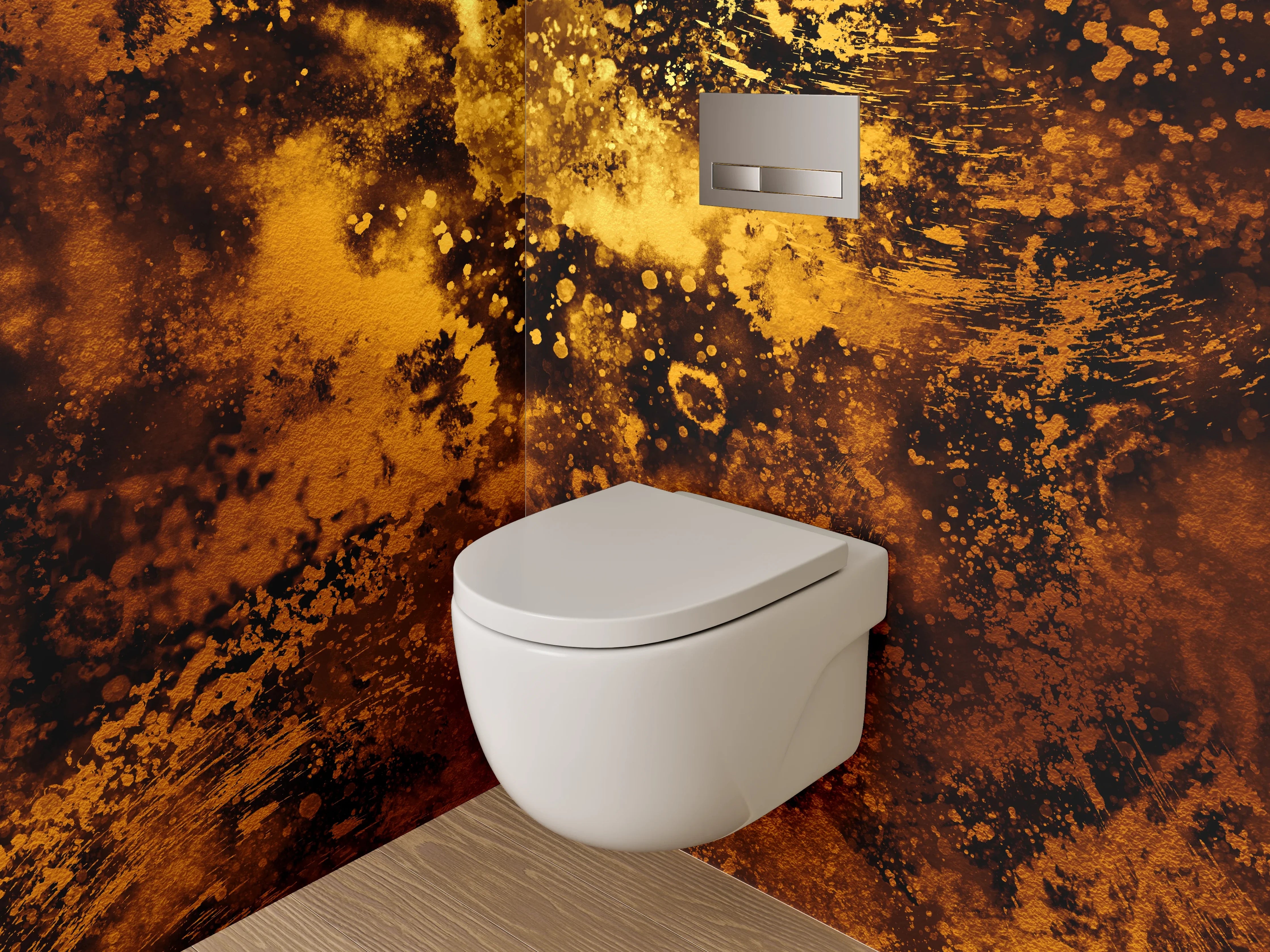WC-Rückwand - Abstrakte goldene Explosion Kunstmotiv