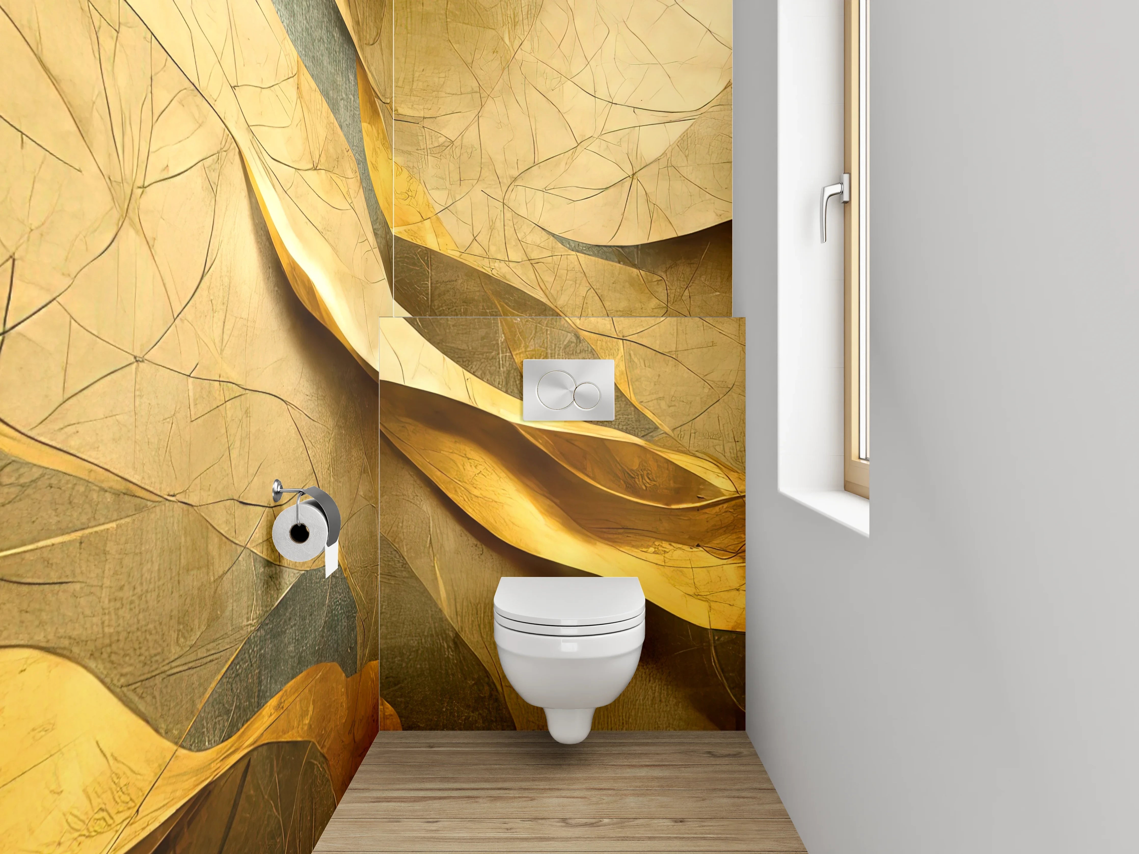 WC-Rückwand - Abstrakte goldene Struktur Kunstmotiv