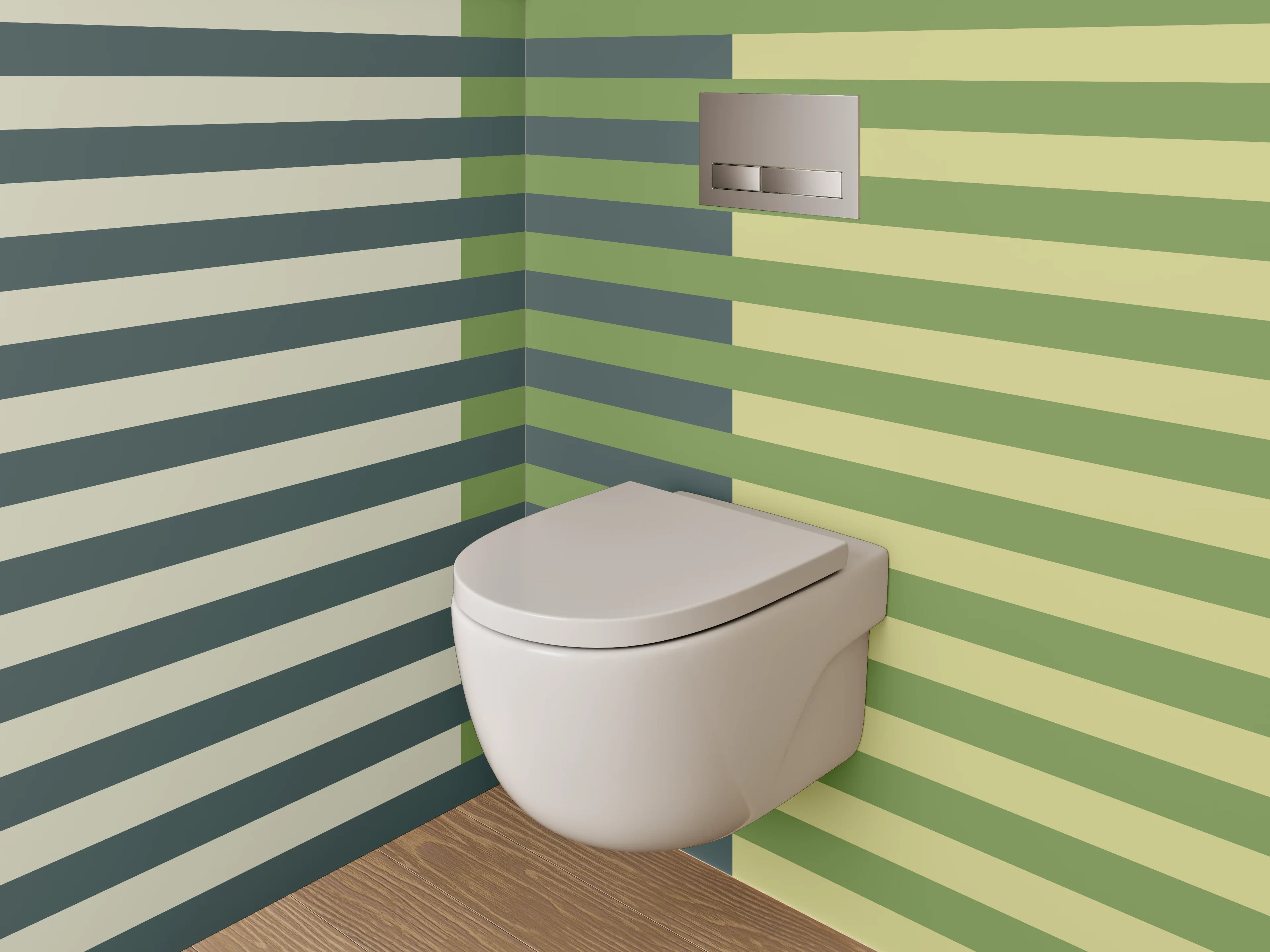 WC-Rückwand - Abstrakte grün-beige Streifenmuster Kunst