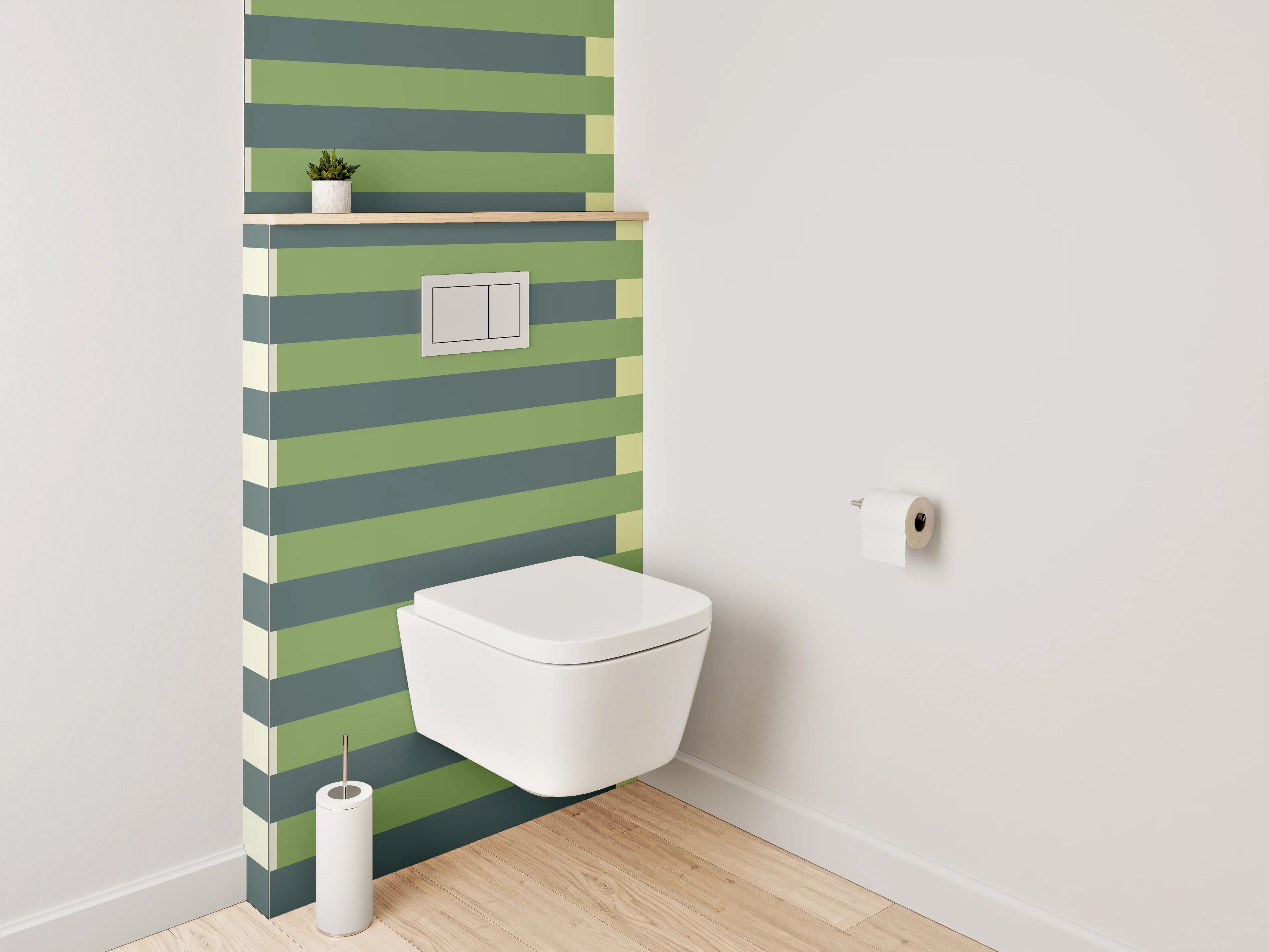 WC-Rückwand - Abstrakte grün-beige Streifenmuster Kunst