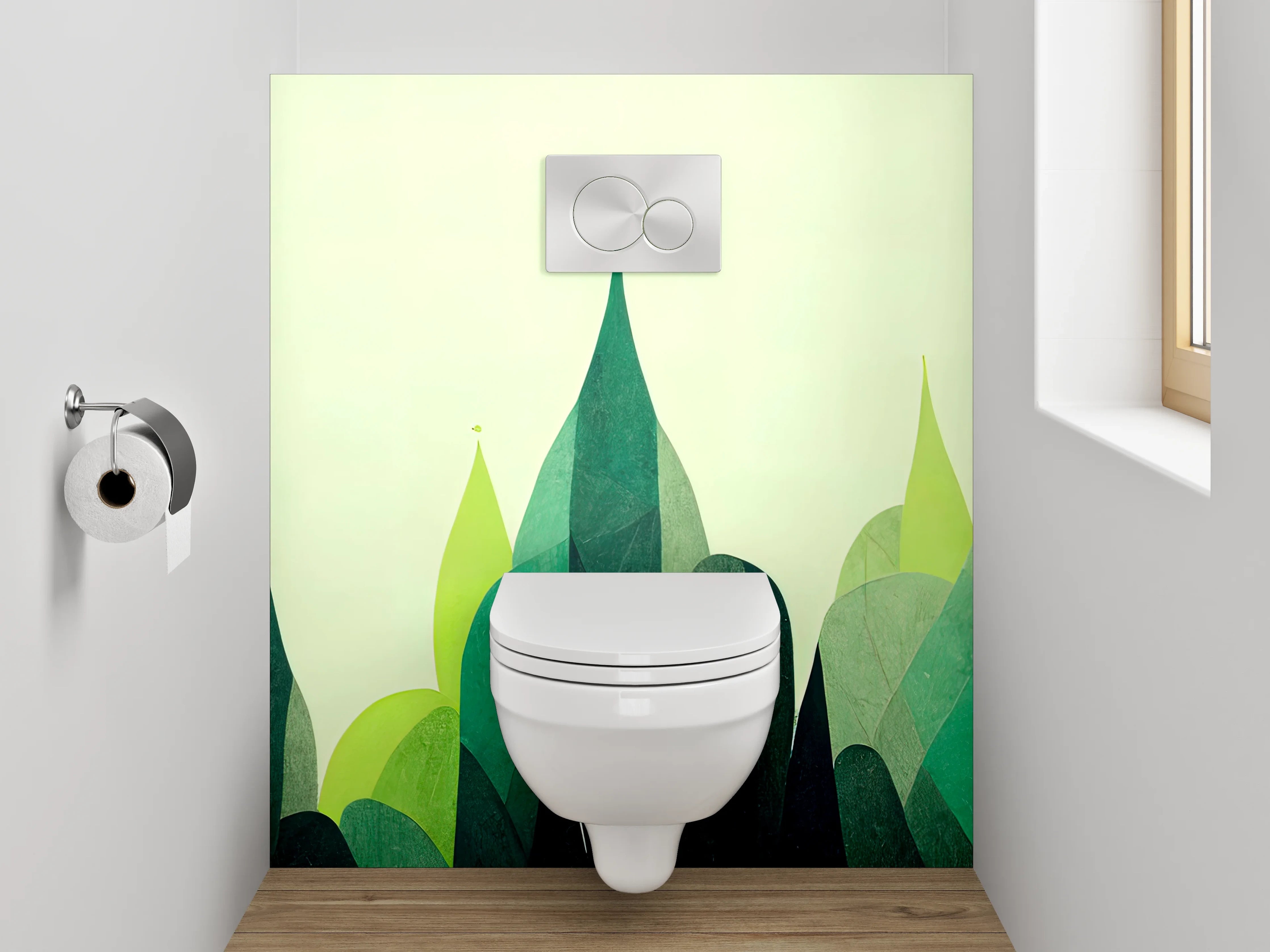 WC-Rückwand - Abstrakte grüne Waldlandschaft
