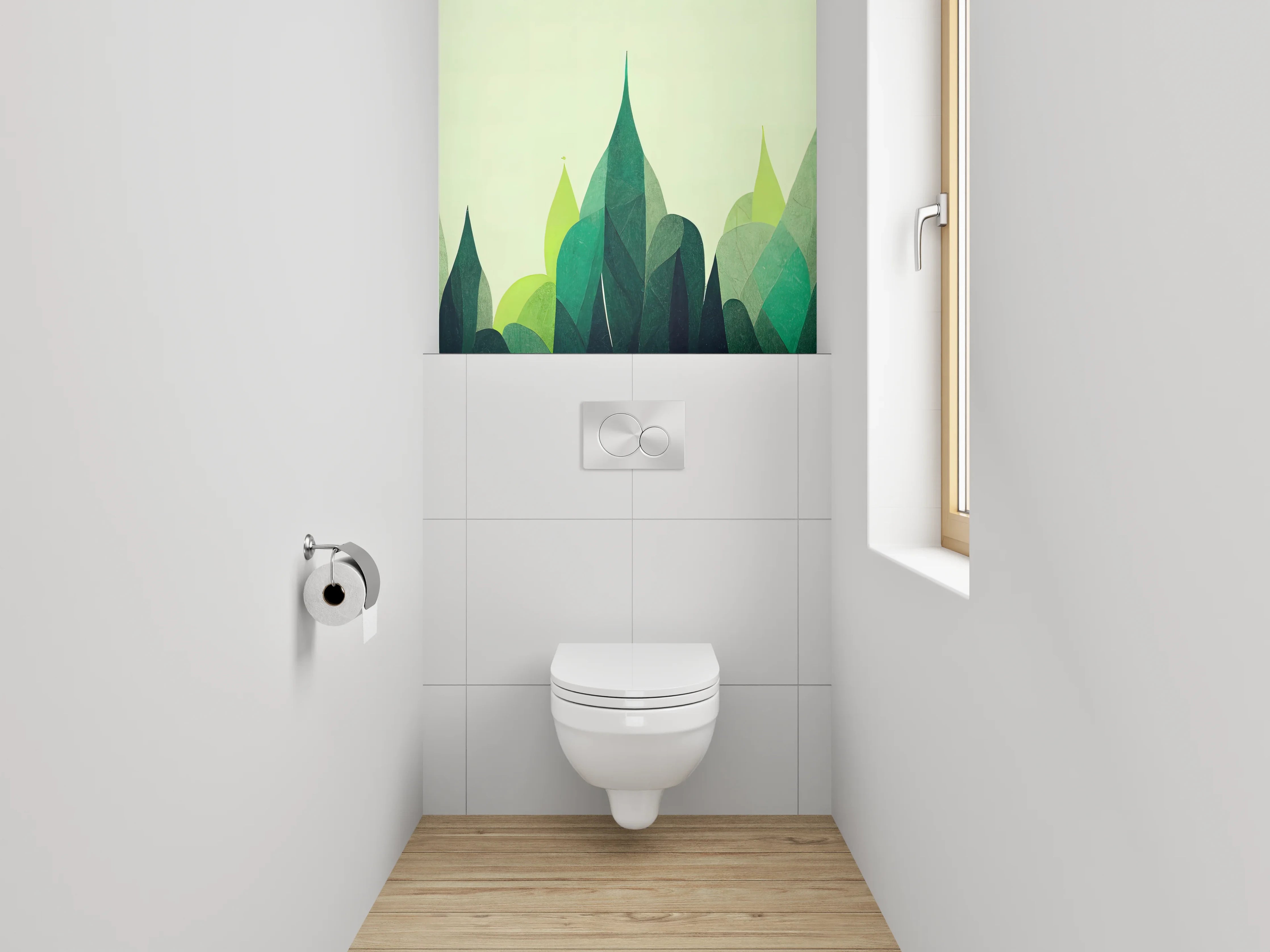 WC-Rückwand - Abstrakte grüne Waldlandschaft