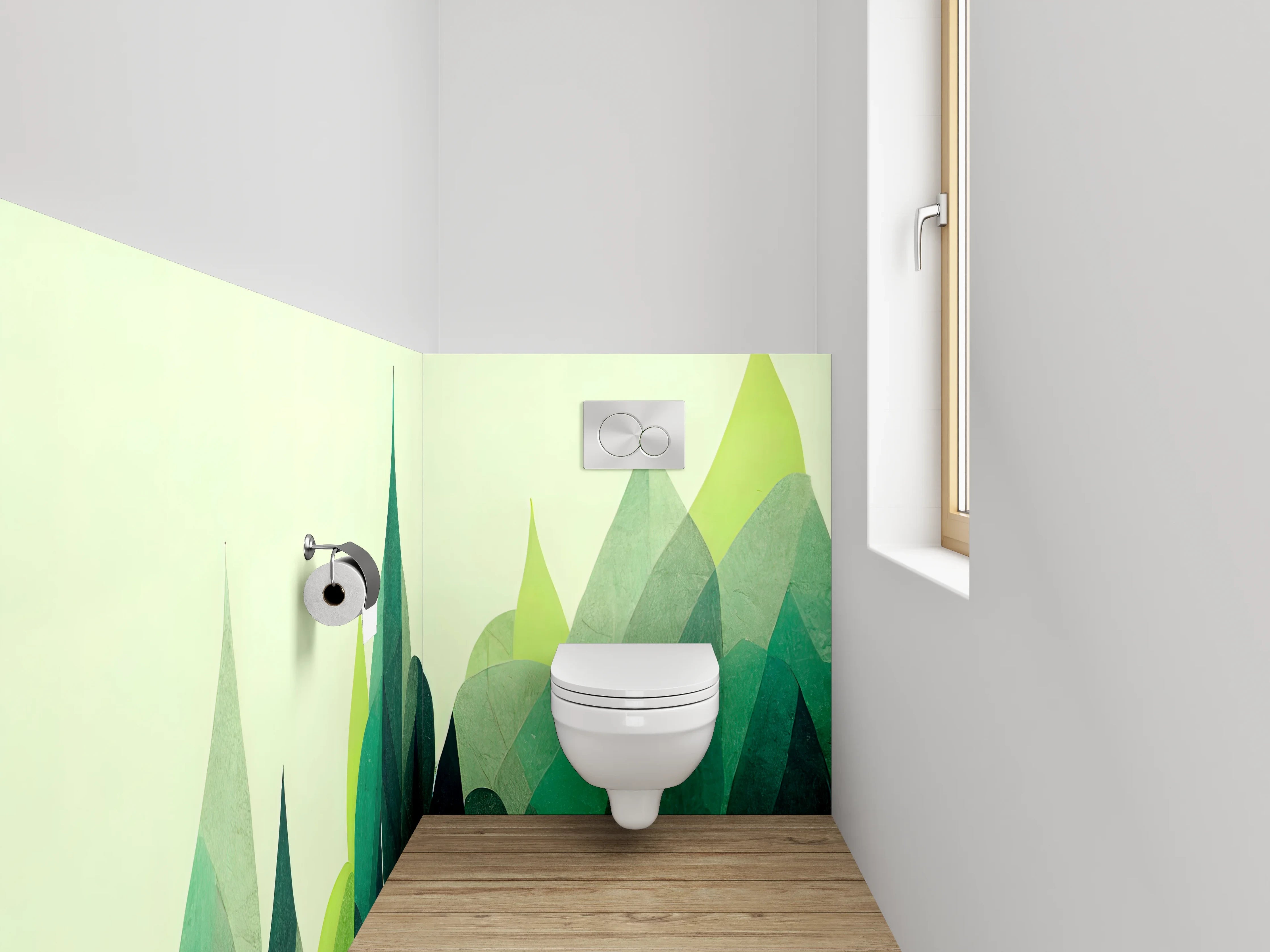 WC-Rückwand - Abstrakte grüne Waldlandschaft