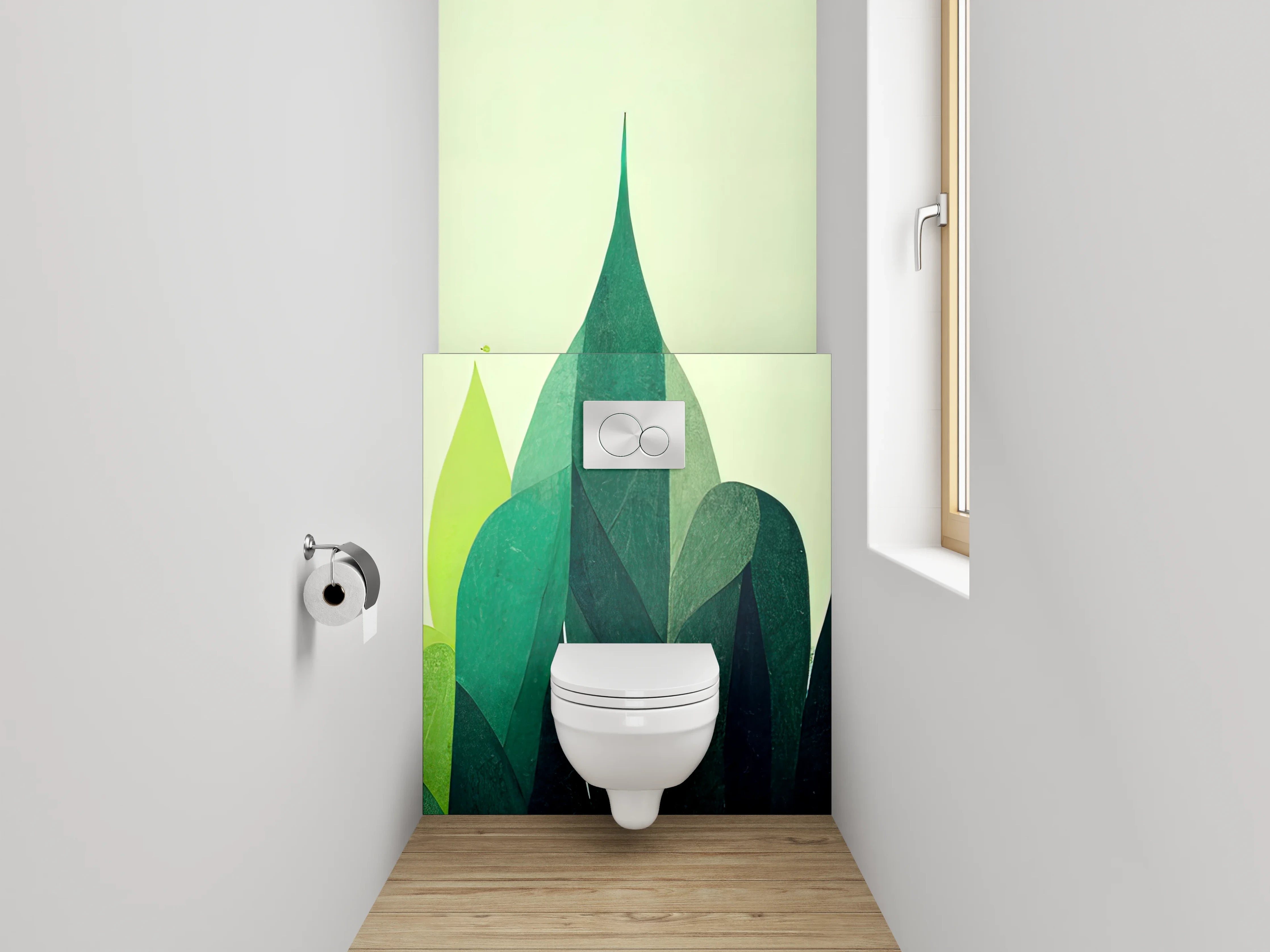 WC-Rückwand - Abstrakte grüne Waldlandschaft