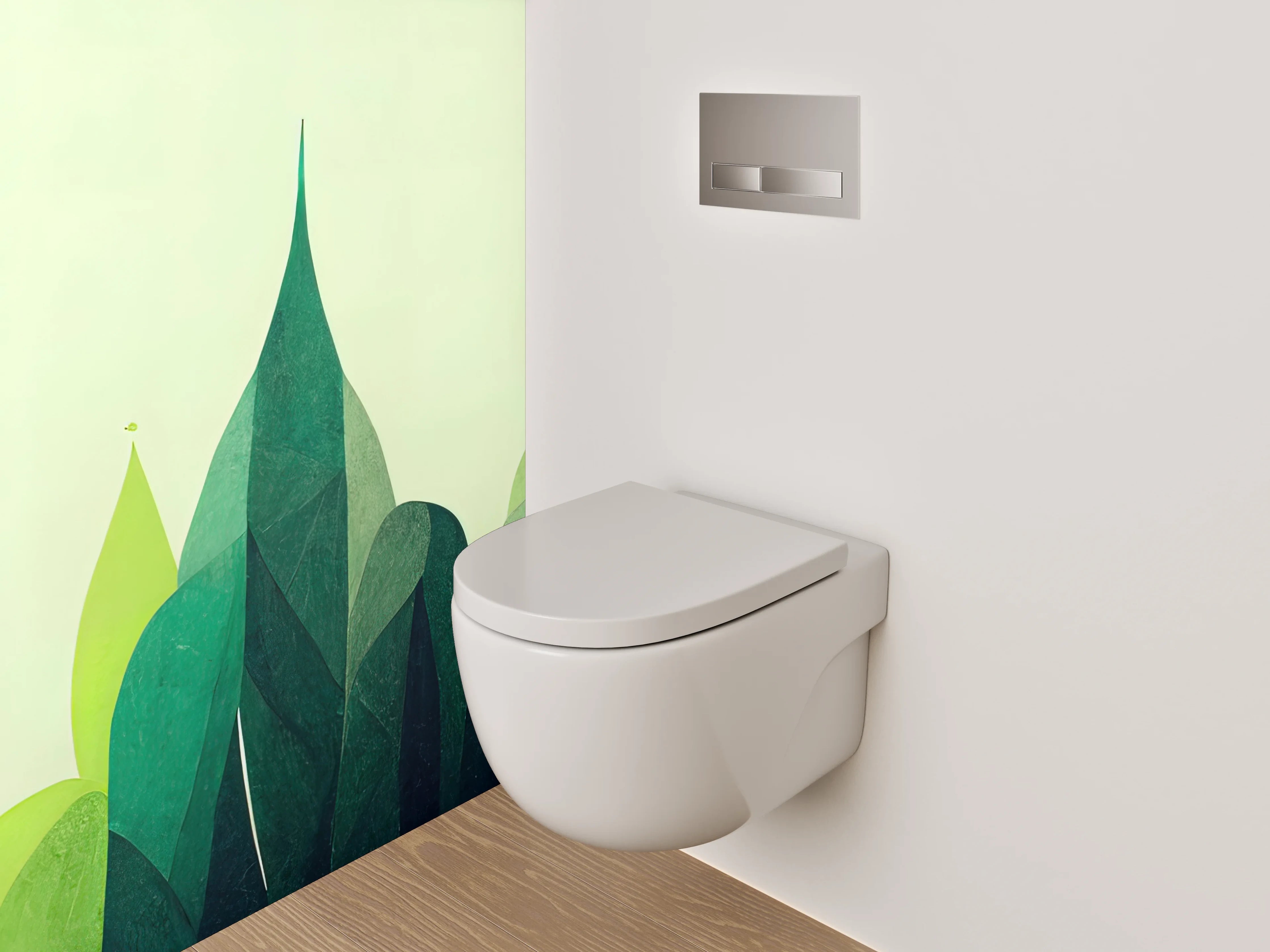 WC-Rückwand - Abstrakte grüne Waldlandschaft