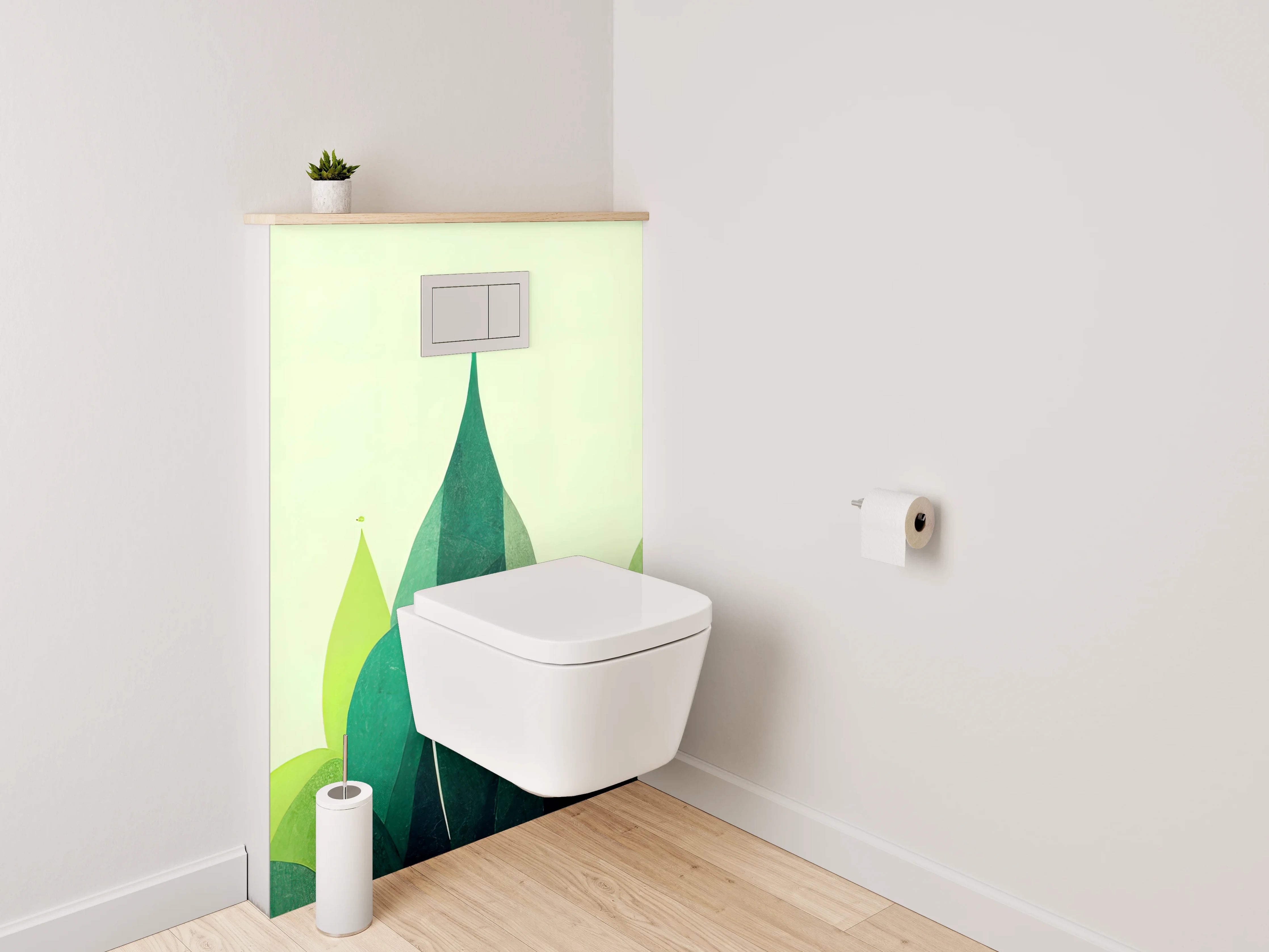 WC-Rückwand - Abstrakte grüne Waldlandschaft