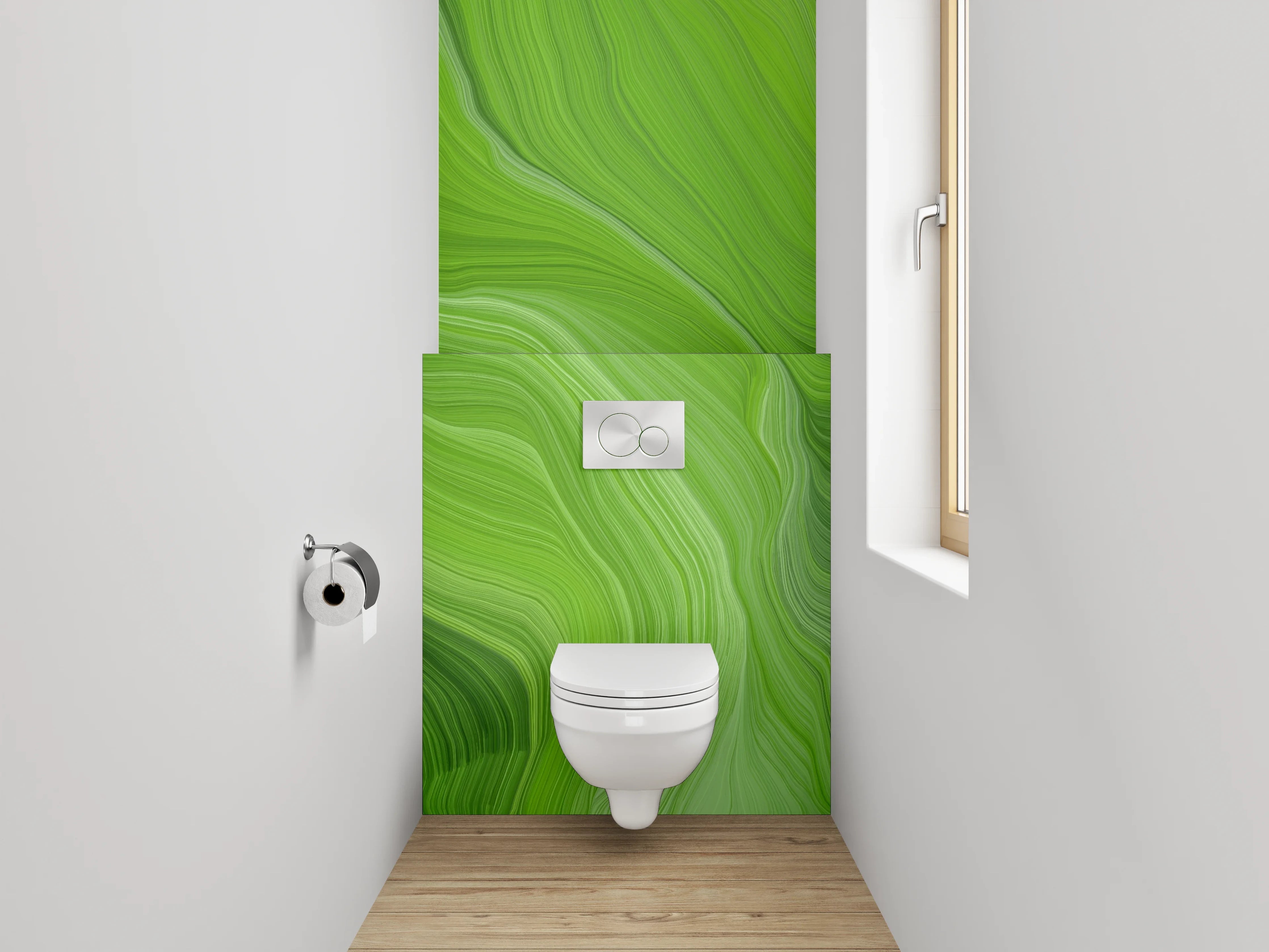 WC-Rückwand - Abstrakte grüne Wellenstruktur