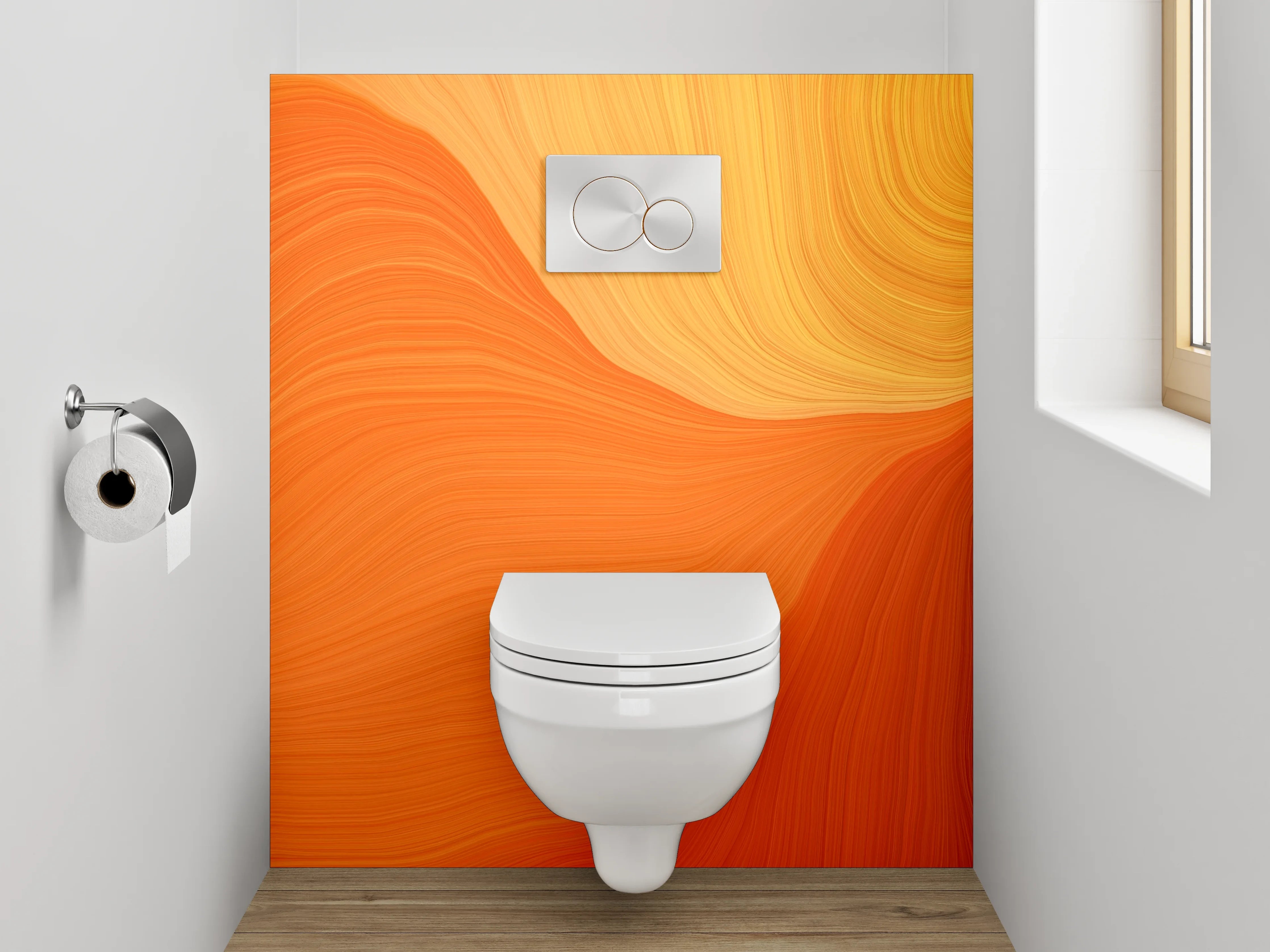 WC-Rückwand - Abstrakte orange Wellen Struktur