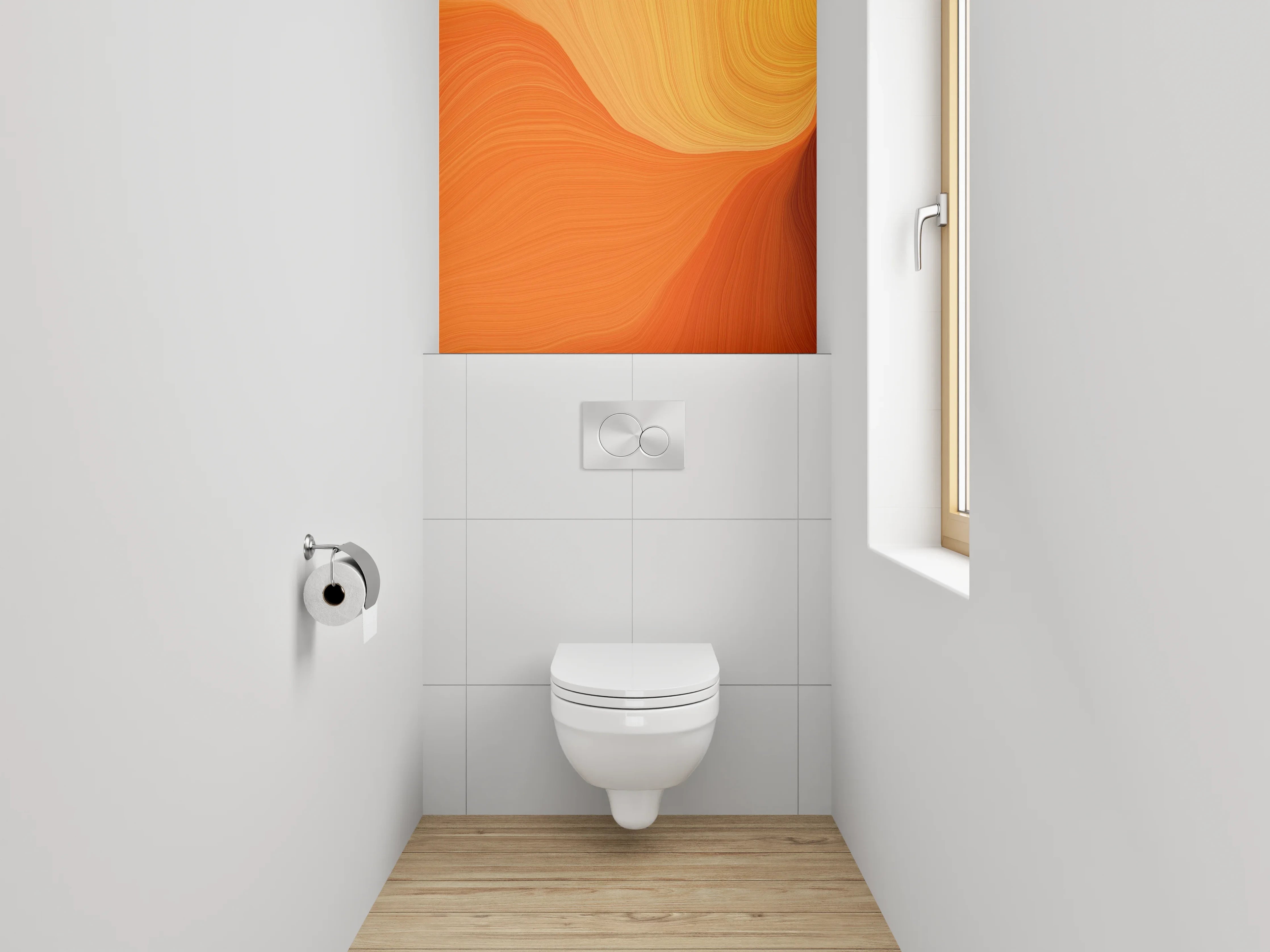 WC-Rückwand - Abstrakte orange Wellen Struktur