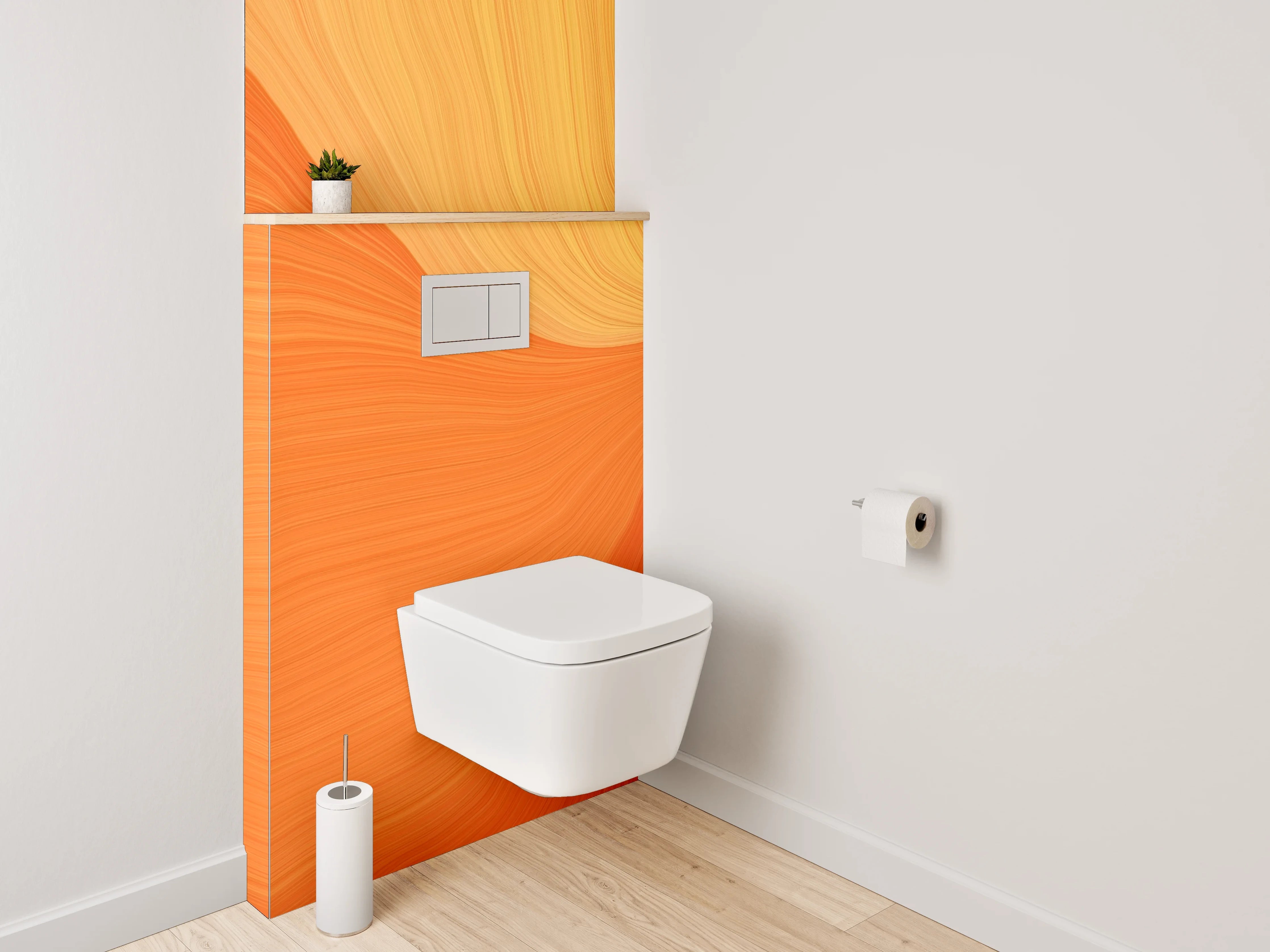 WC-Rückwand - Abstrakte orange Wellen Struktur