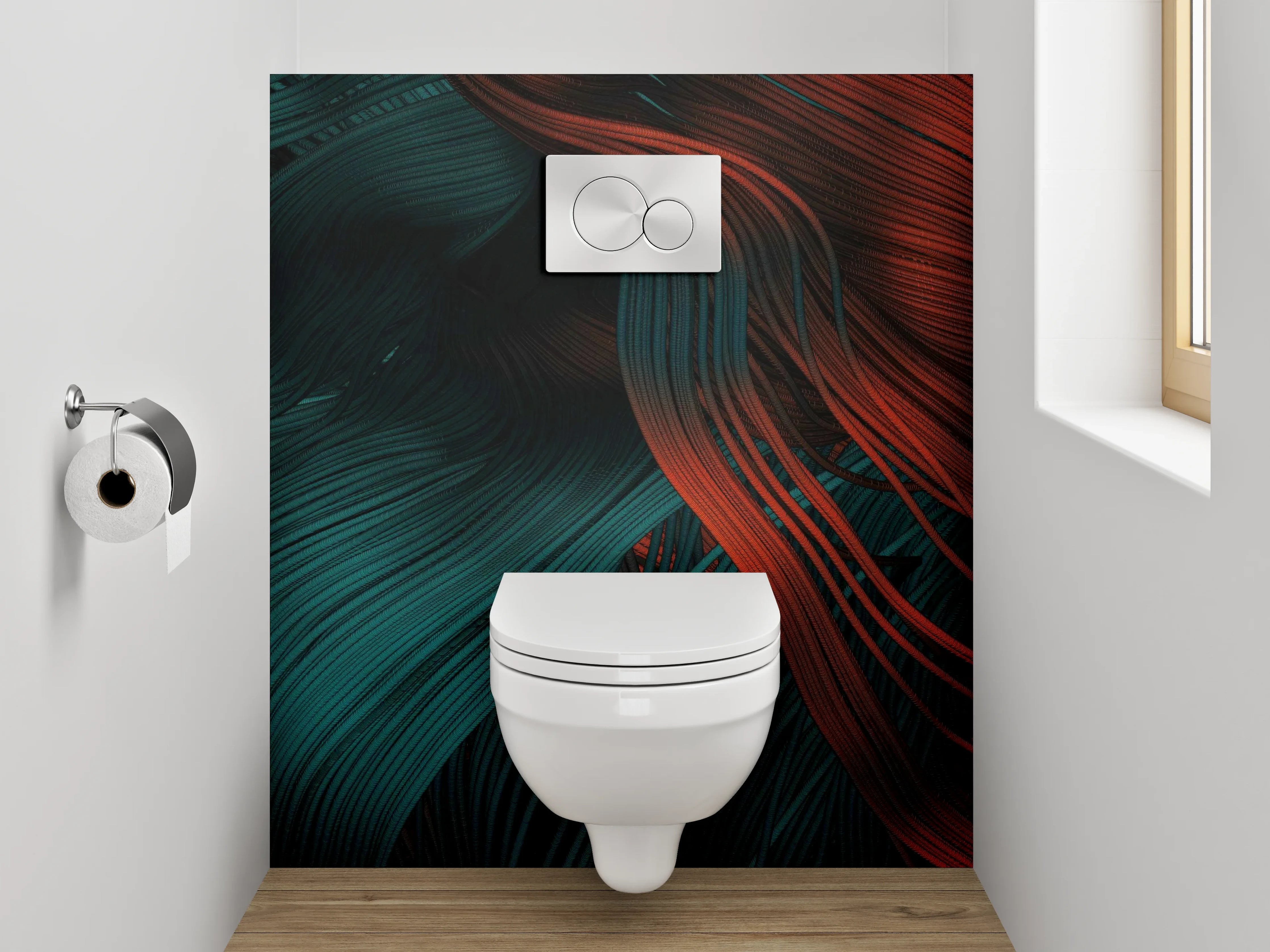 WC-Rückwand - Abstrakte rot-blaue Struktur