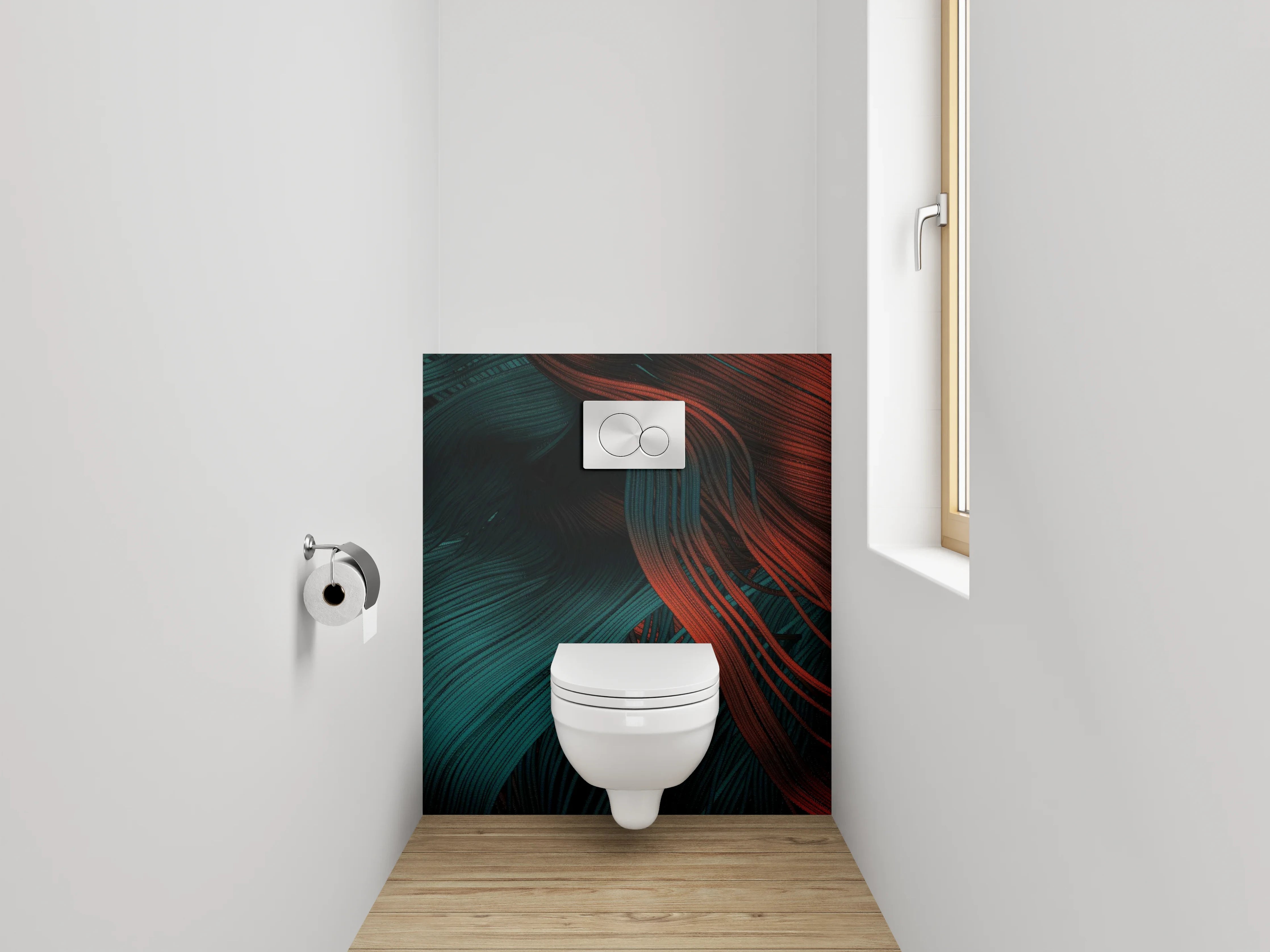 WC-Rückwand - Abstrakte rot-blaue Struktur