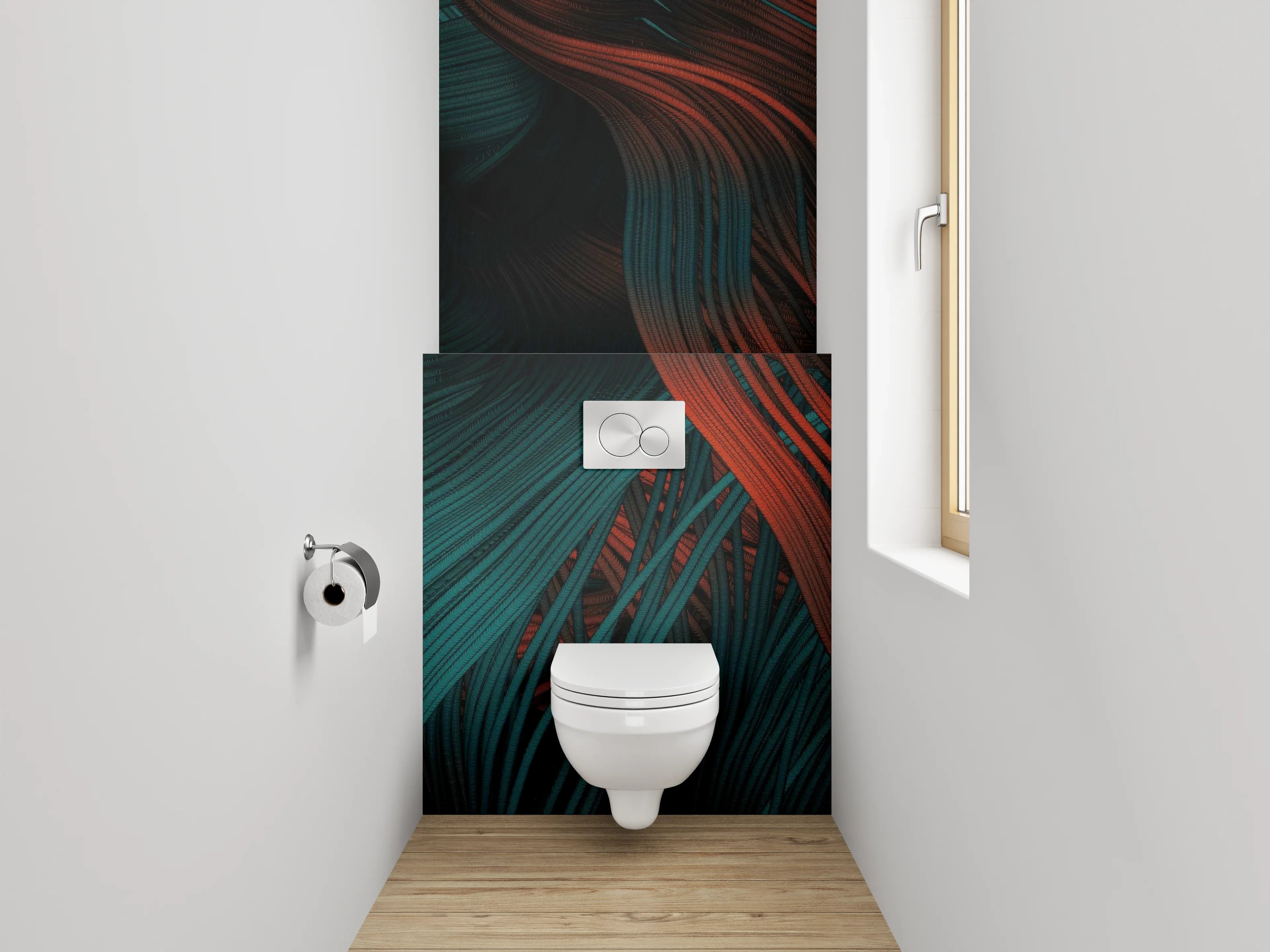 WC-Rückwand - Abstrakte rot-blaue Struktur