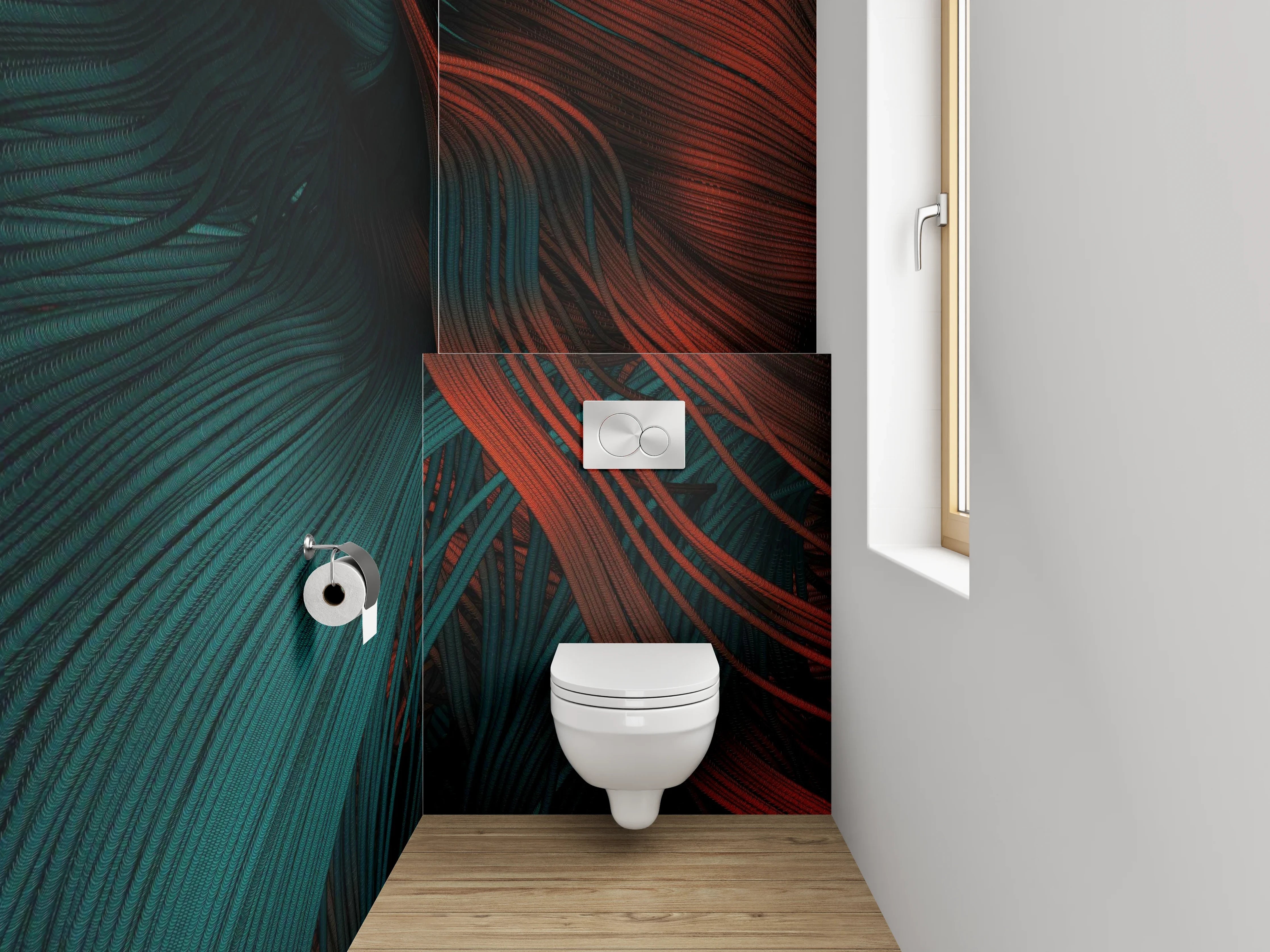 WC-Rückwand - Abstrakte rot-blaue Struktur