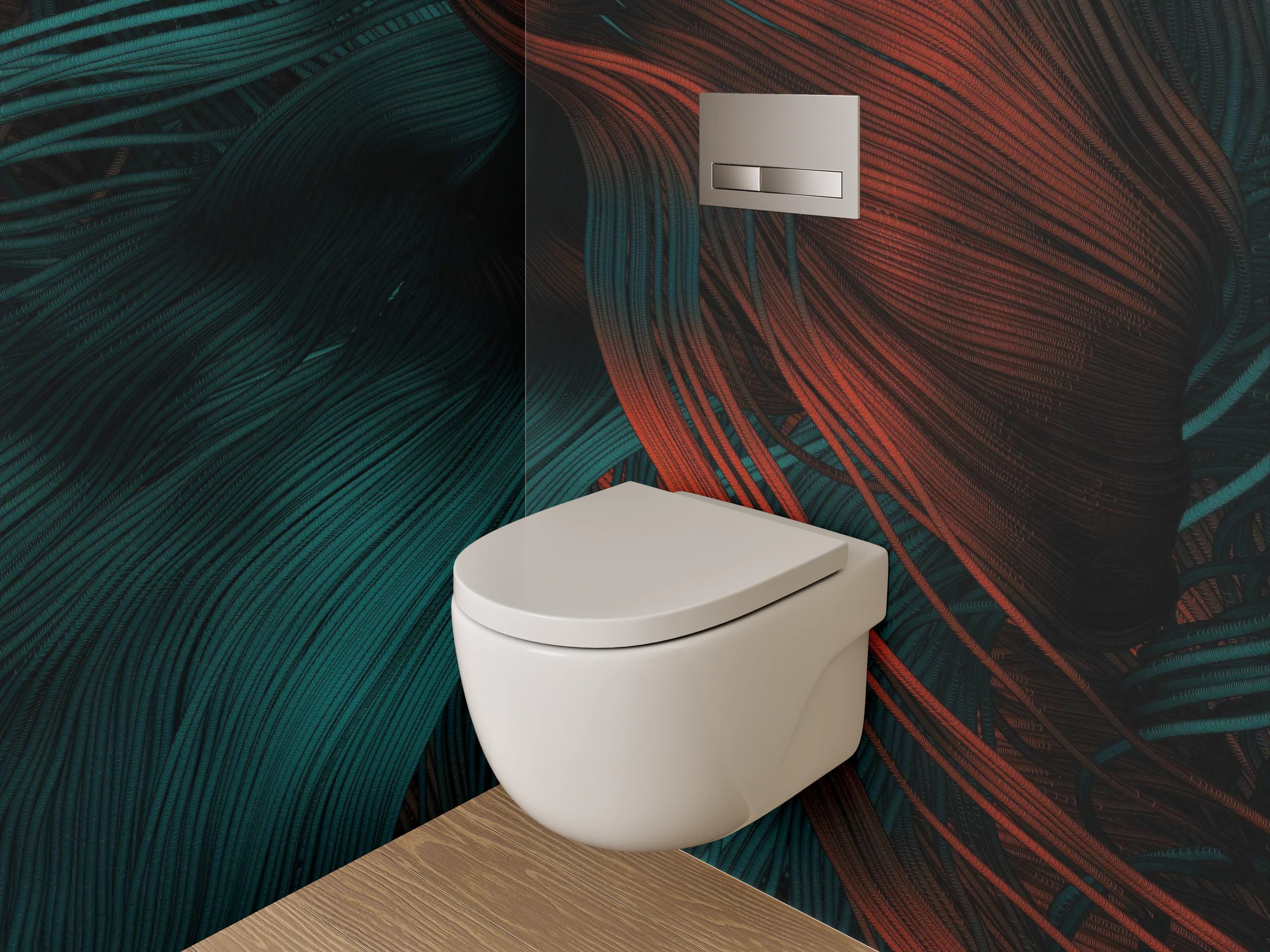 WC-Rückwand - Abstrakte rot-blaue Struktur