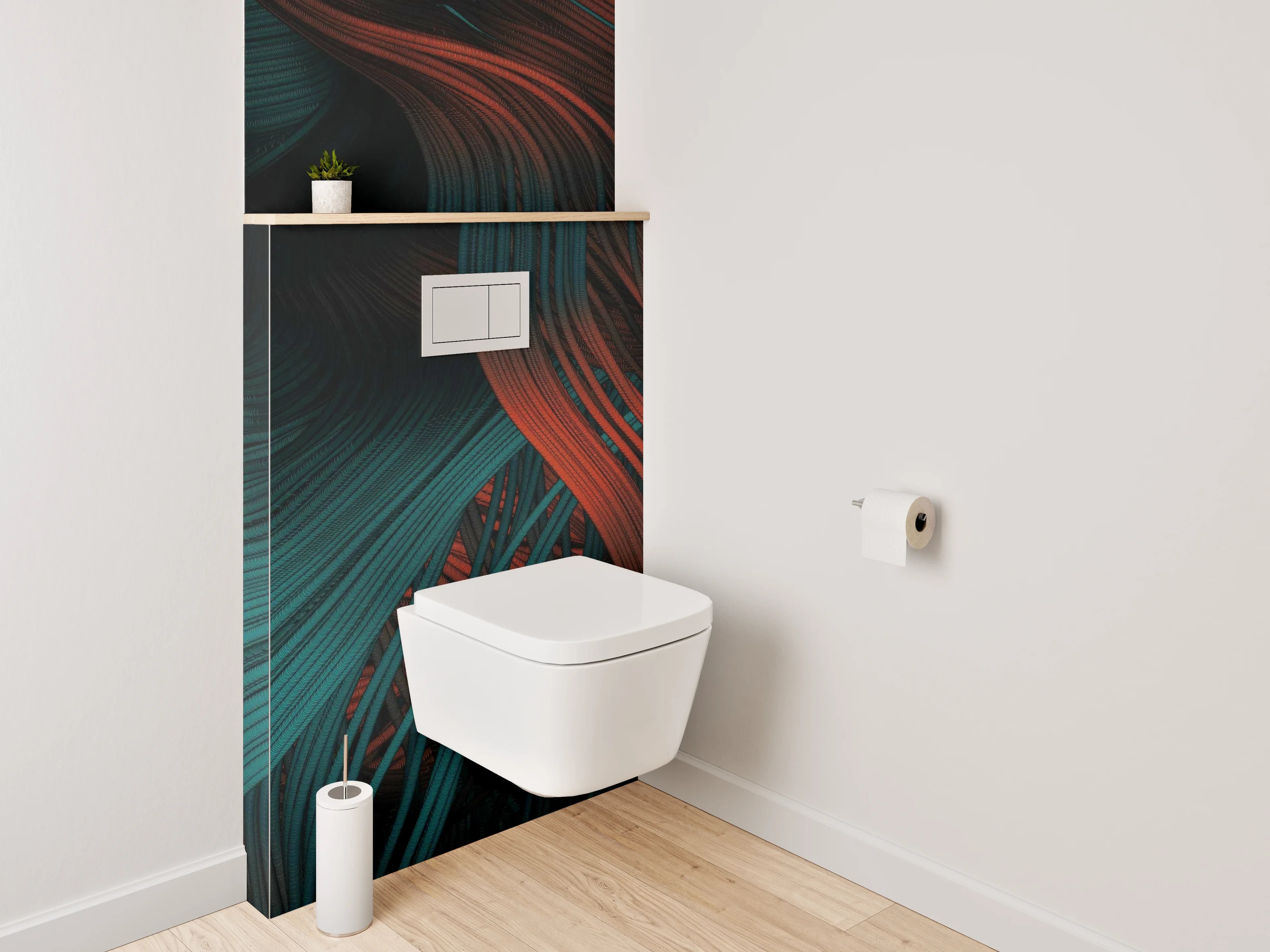 WC-Rückwand - Abstrakte rot-blaue Struktur