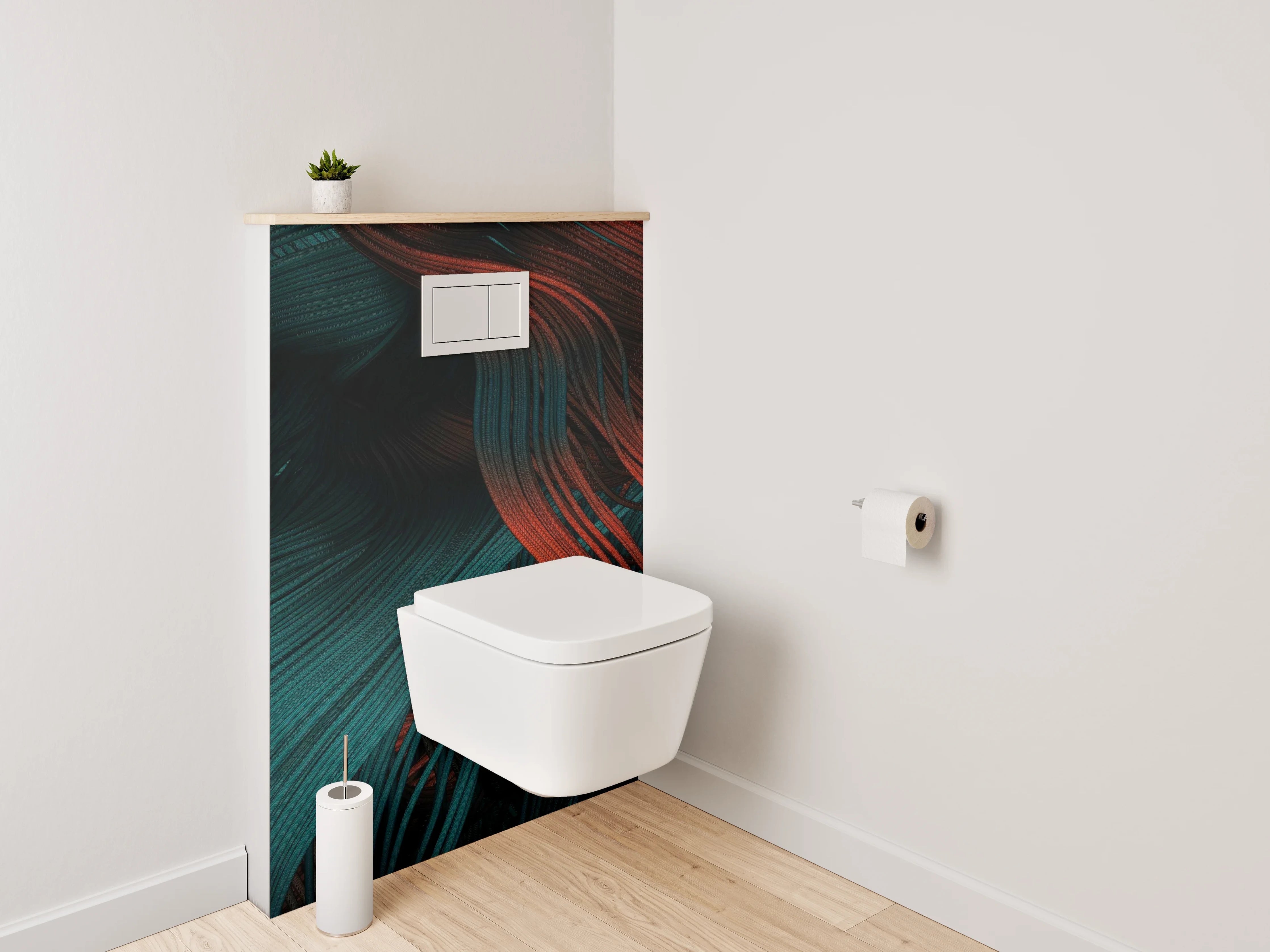 WC-Rückwand - Abstrakte rot-blaue Struktur