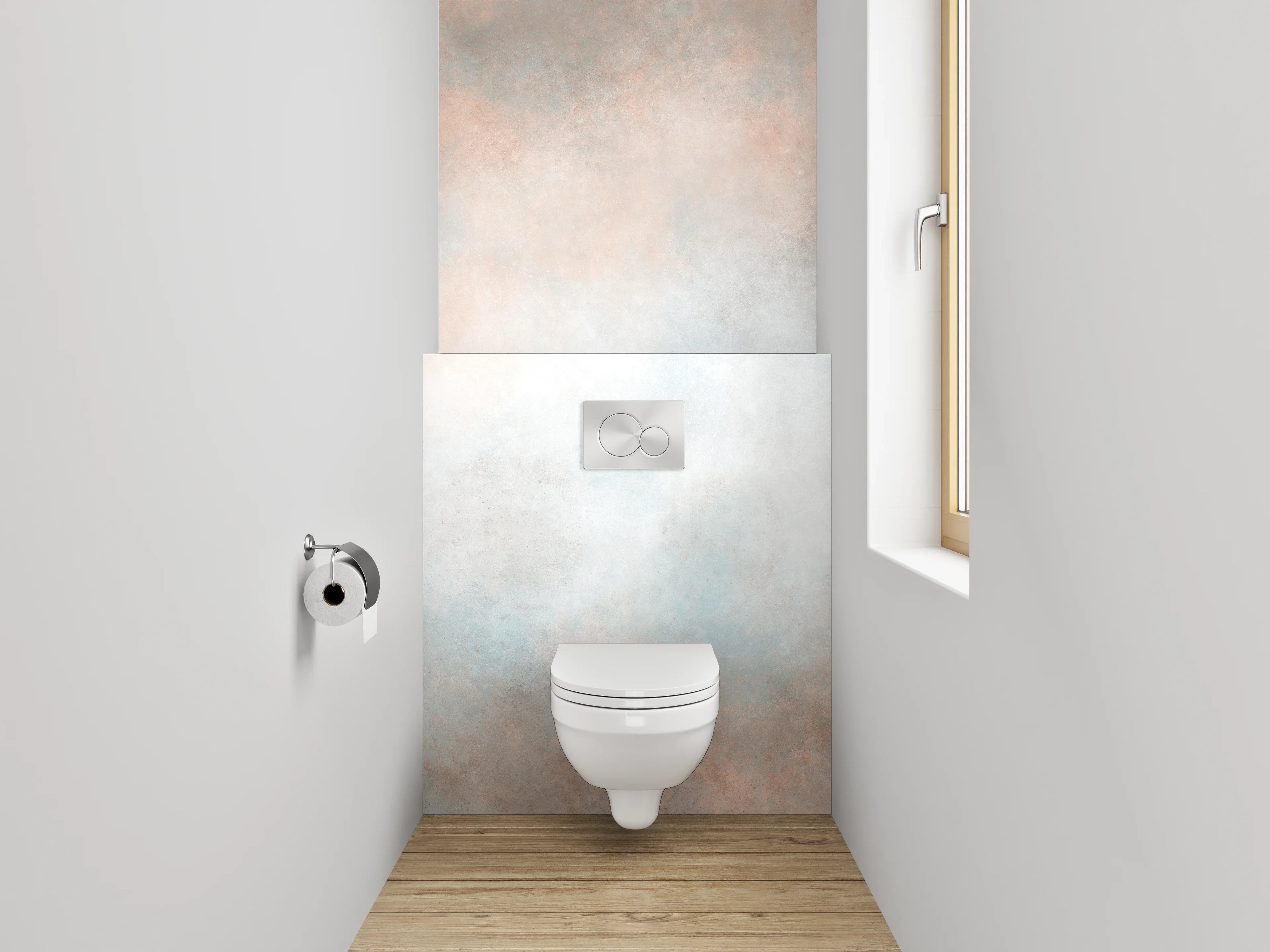WC-Rückwand - Abstrakte sanfte Wolken Weiß Grau