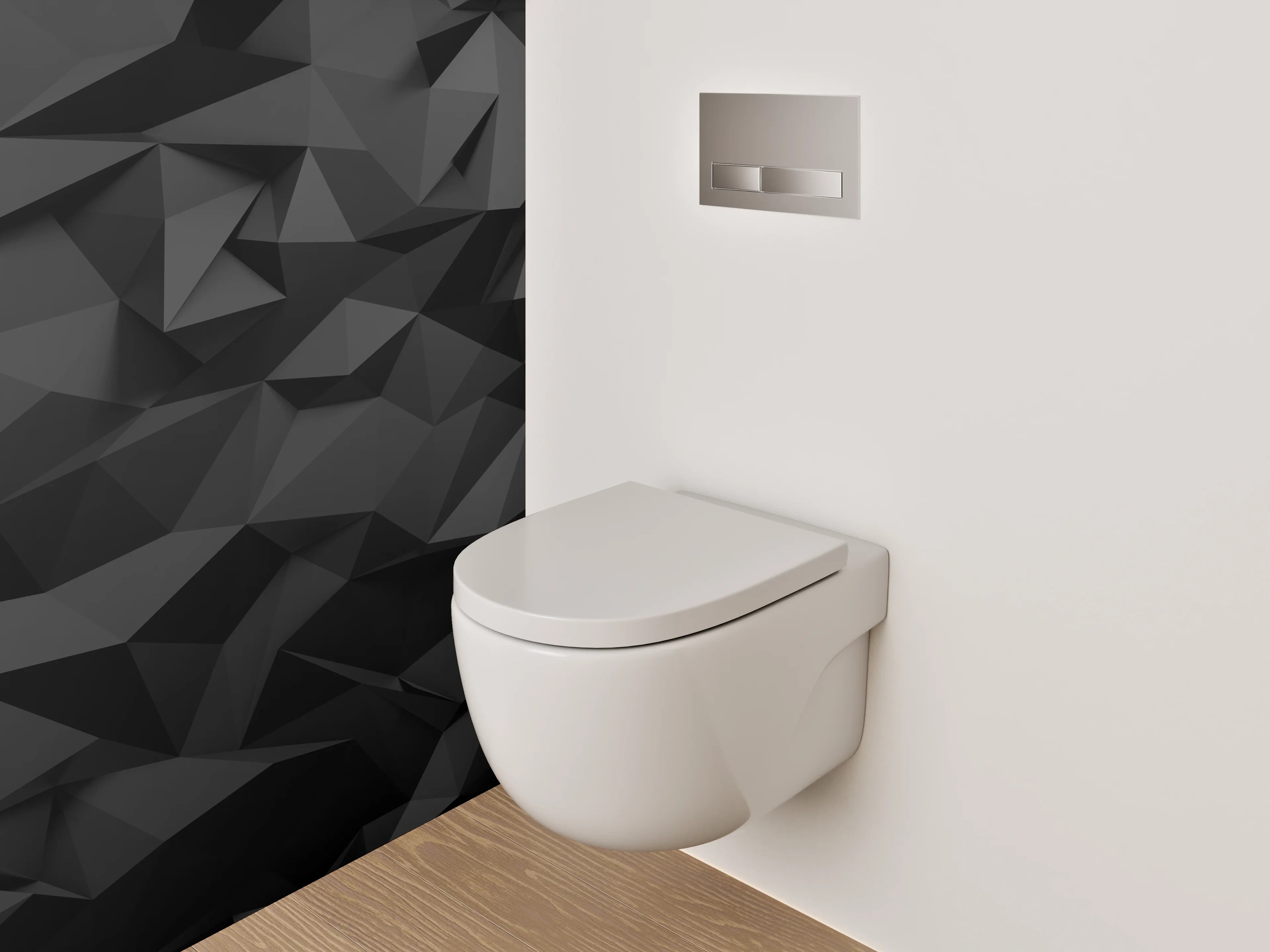 WC-Rückwand - Abstrakte schwarze 3D-Polygon-Struktur