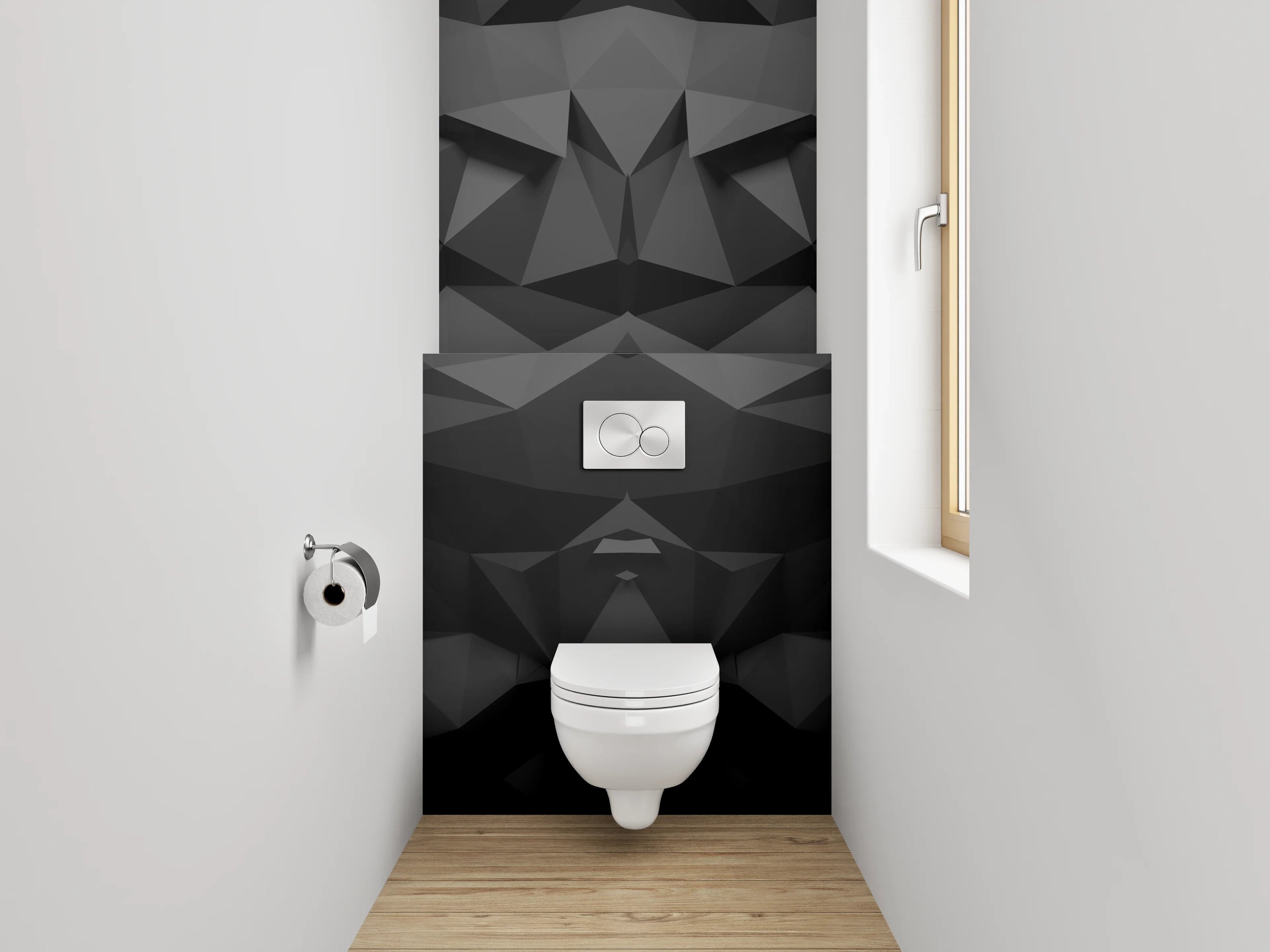 WC-Rückwand - Abstrakte schwarze 3D-Struktur Muster